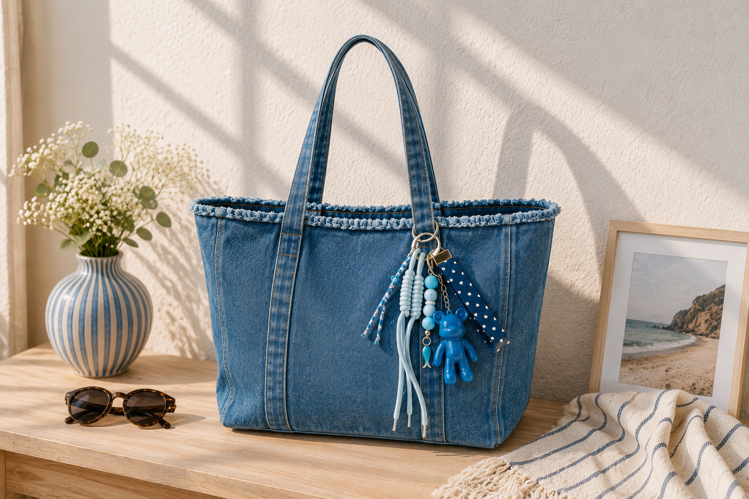 Bag charm artisanal Lolie’z avec Teddy’z en résine époxy pour personnaliser un sac à main.