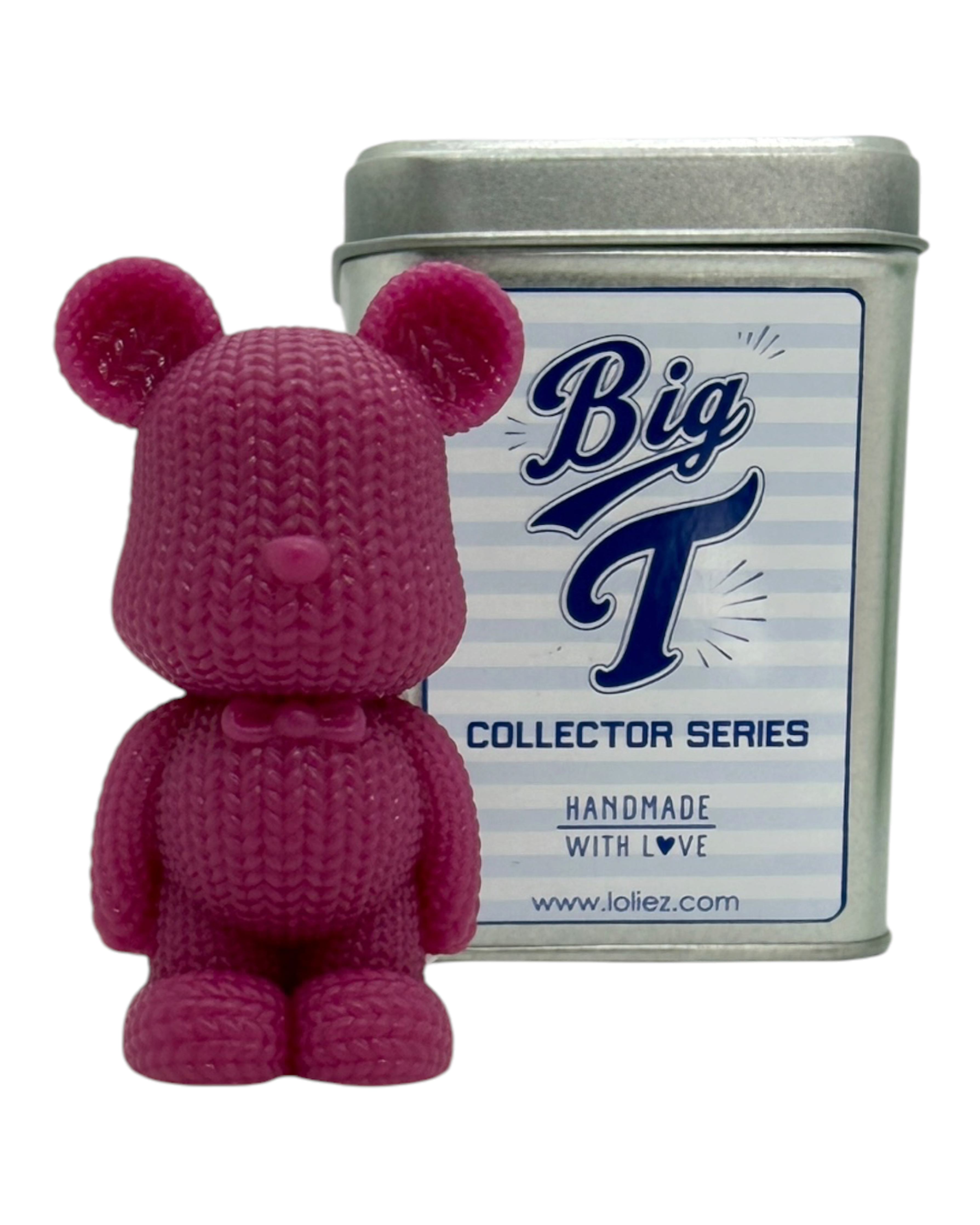 Big T Pink Punch, figurine décorative en résine époxy rose fuchsia réalisée à la main, livrée dans une boîte collector avec son propre numéro d'adoption. Création artisanale Lolie'z.
