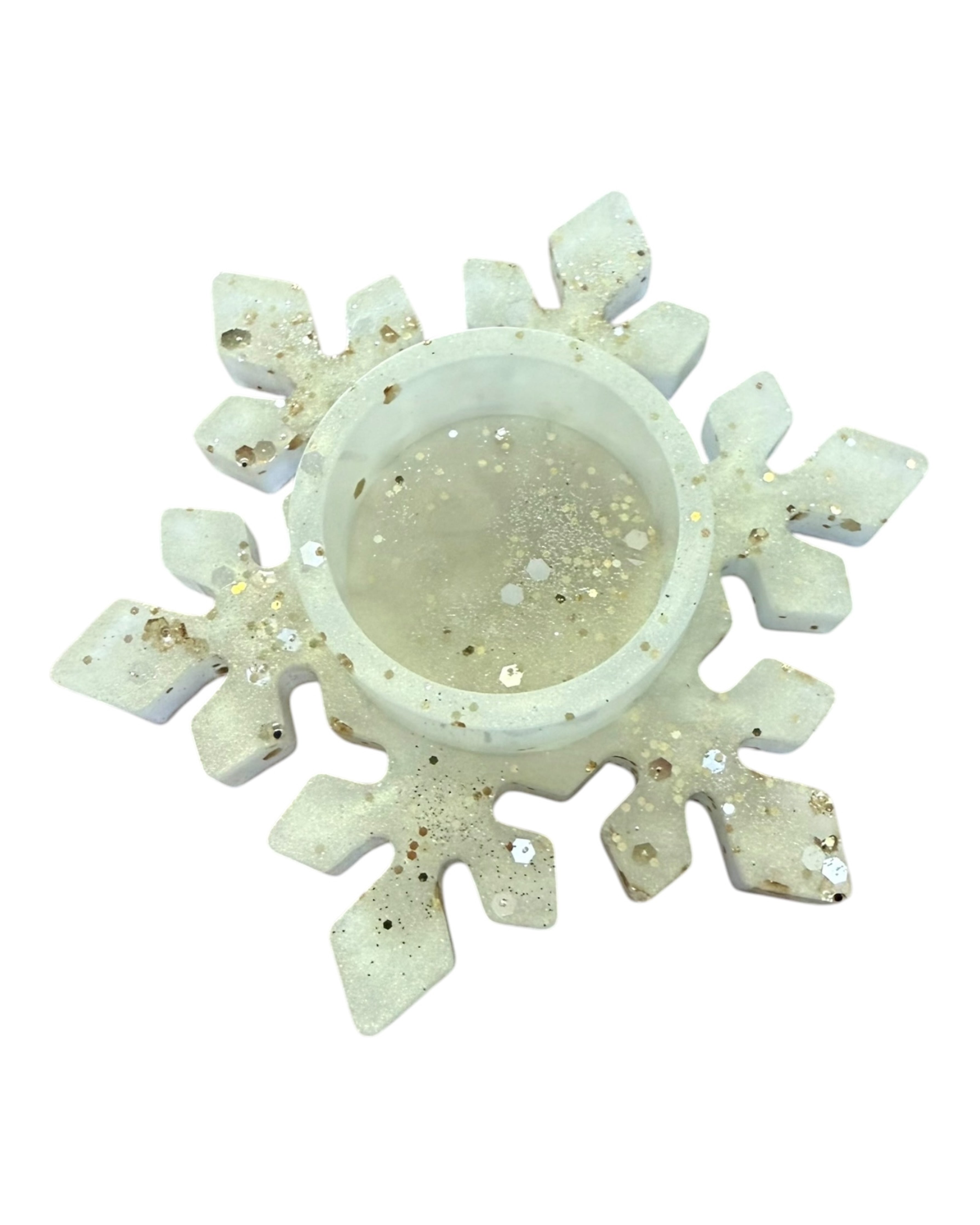 Bougeoir artisanal en résine époxy, ambiance de Noël, Lolie'z