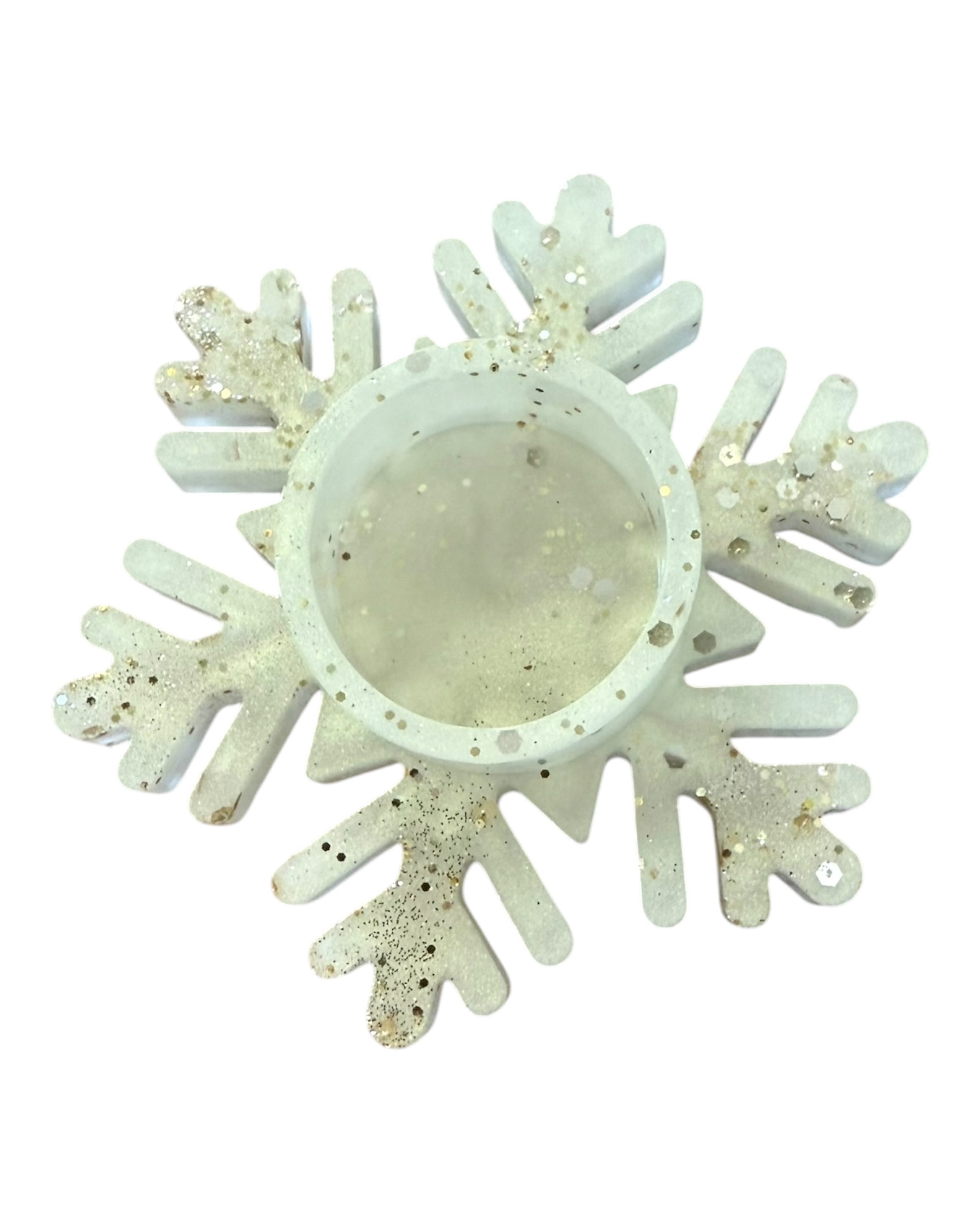 Bougeoir en forme de flocon Floky, élégant et scintillant, idéal pour la déco de Noël. Lolie'z