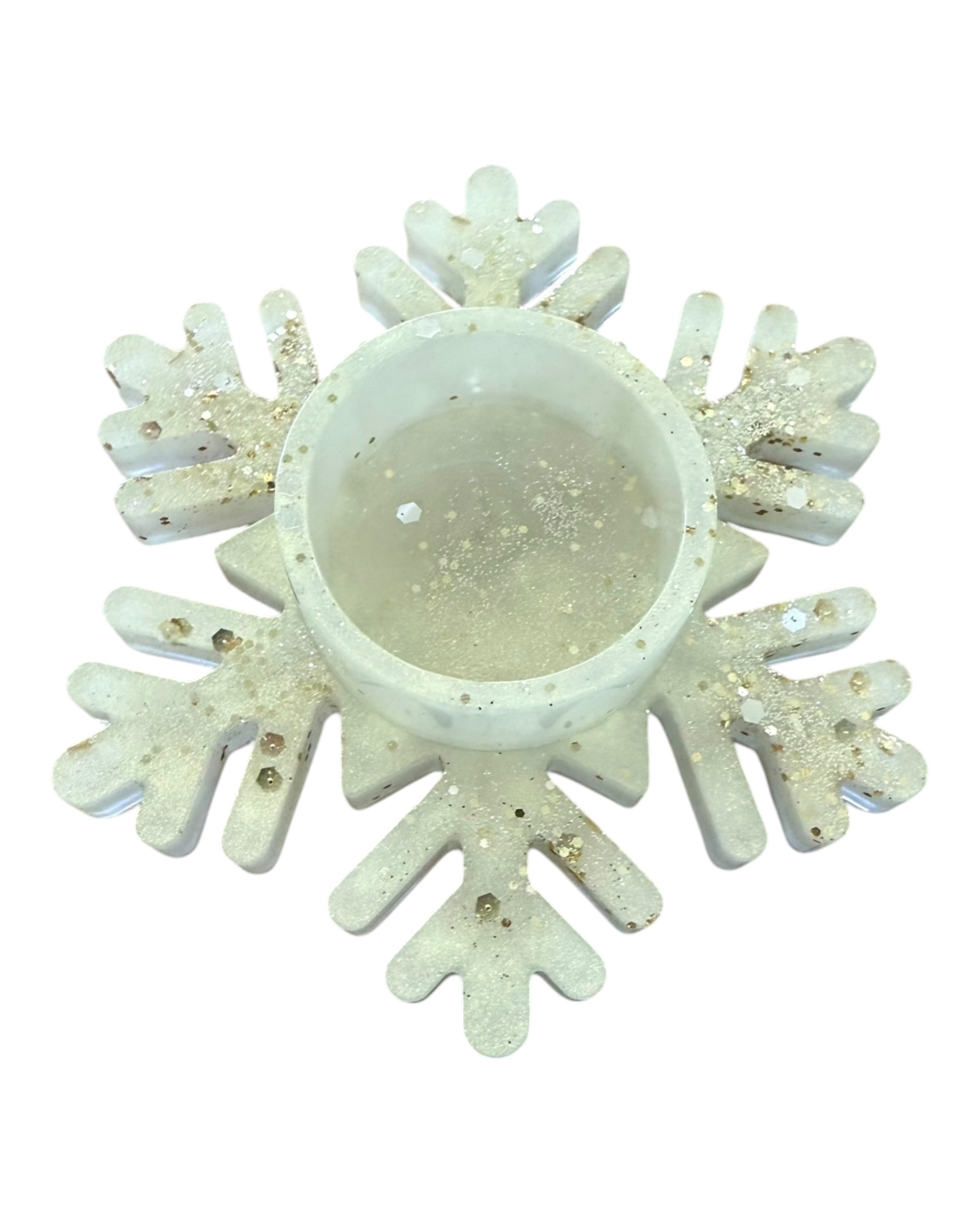 Bougeoir en forme de flocon Floky, élégant et scintillant, idéal pour la déco de Noël. Lolie'z