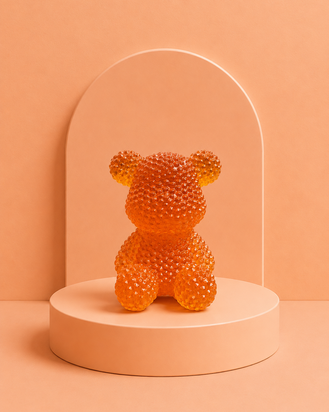 Bubble Ted Cider, ours décoratif ambré en résine époxy texturée, création artisanale Lolie’z.