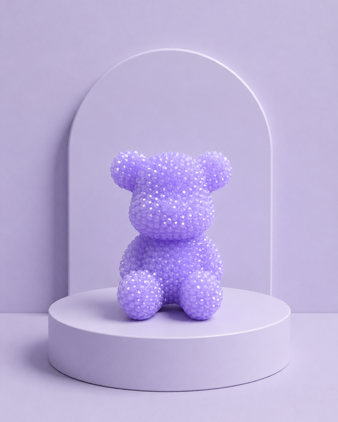 Bubble Ted Parme, ours décoratif en résine époxy violette aux tons parme, création artisanale Lolie’z.