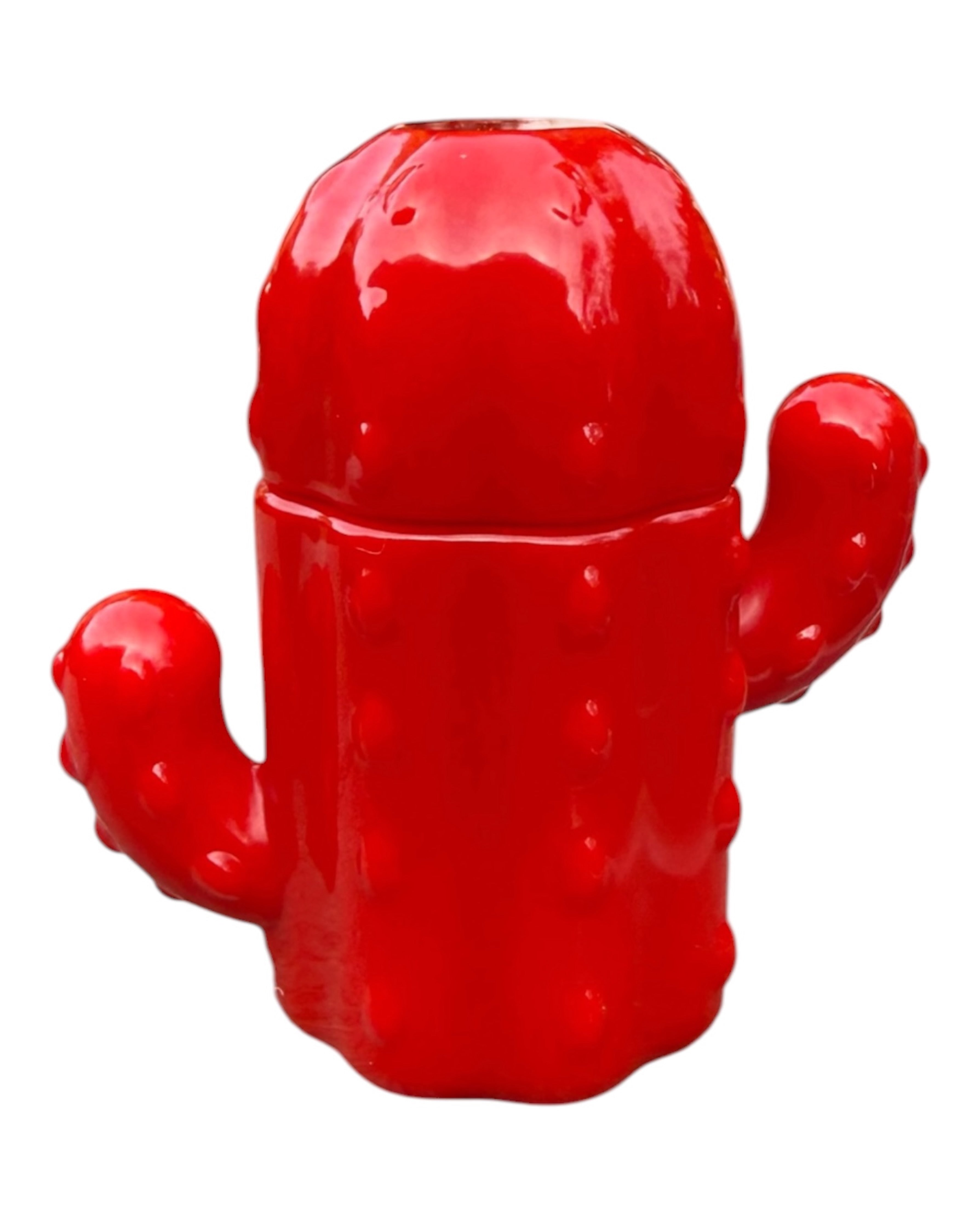 Objet déco Cactus on Fire rouge en résine époxy fait main, design original et coloré pour décoration intérieure moderne