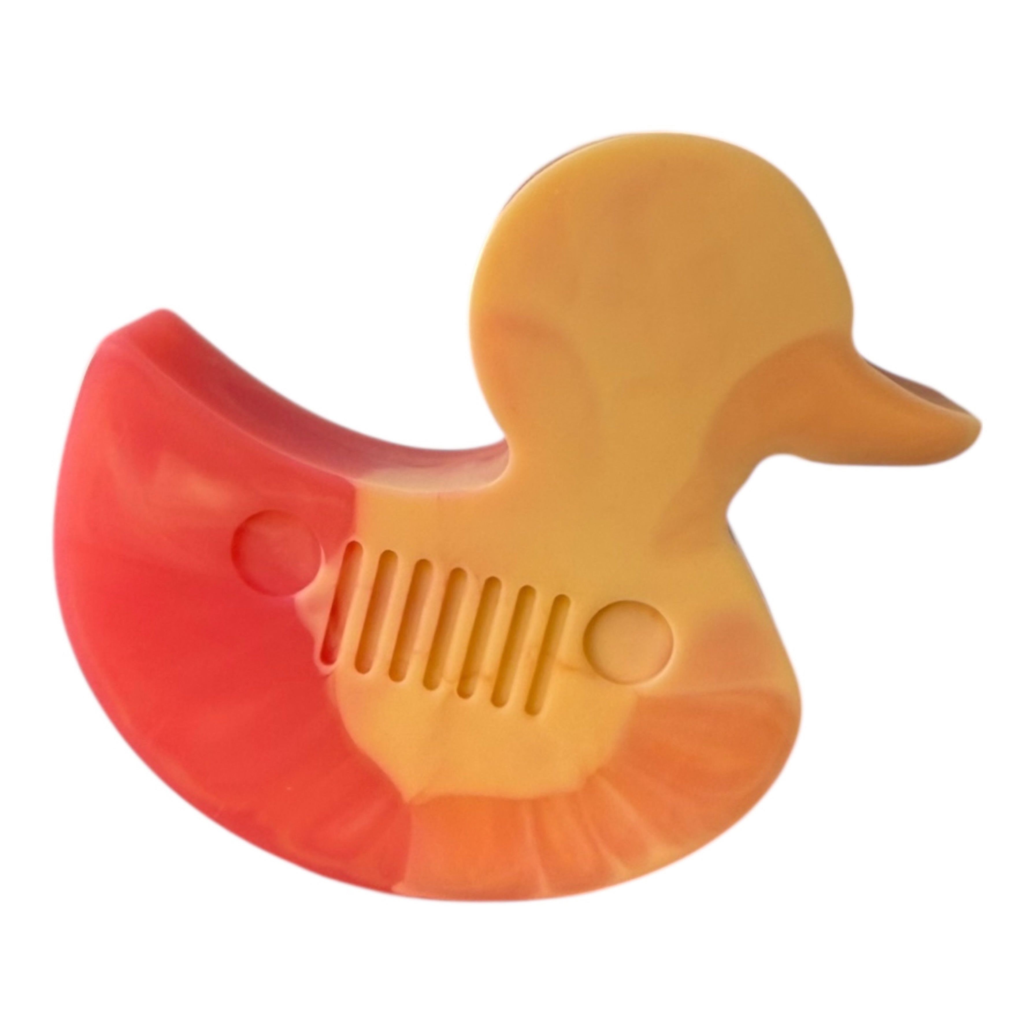 figurine canard en resine epoxy orange et jaune effet tie and dye fait main deco fun et originale by lolie'z