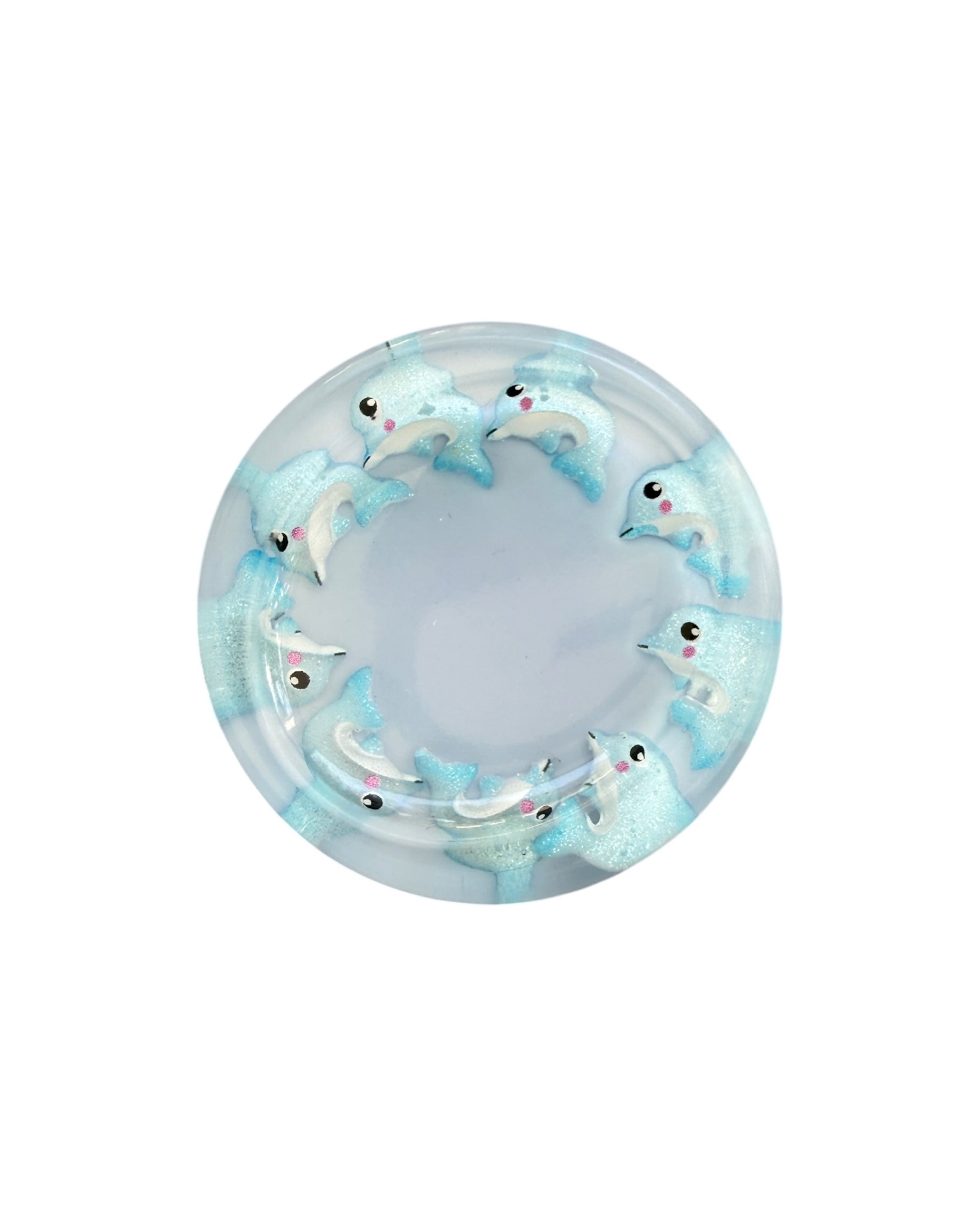 Galet d’apaisement Halo en résine époxy, forme ronde lisse conçue pour un mouvement simple et continu du pouce.