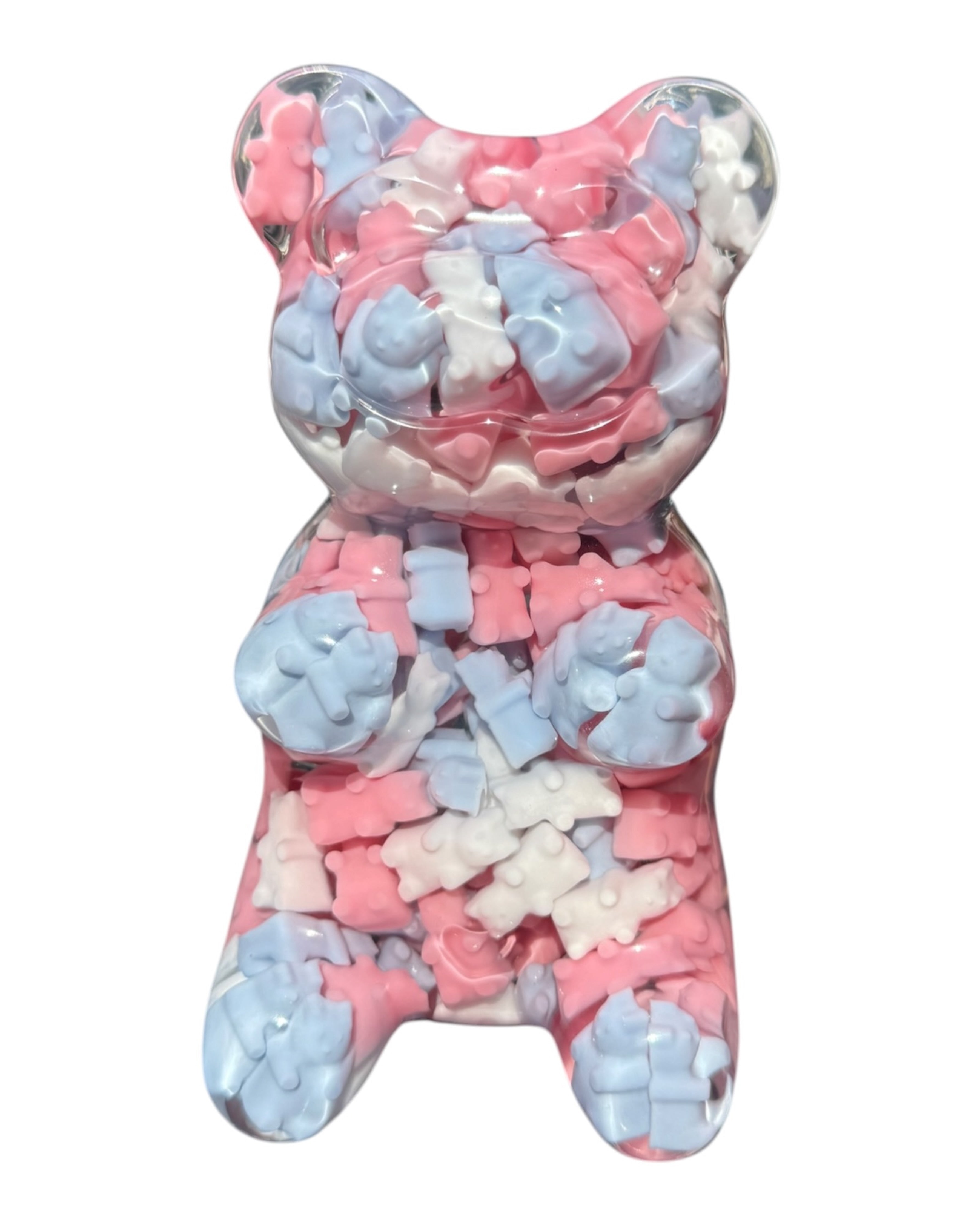 Ours en résine époxy rempli de petits ours colorés rose bleu et blanc effet candy pièce unique faite main. Lolie'z
