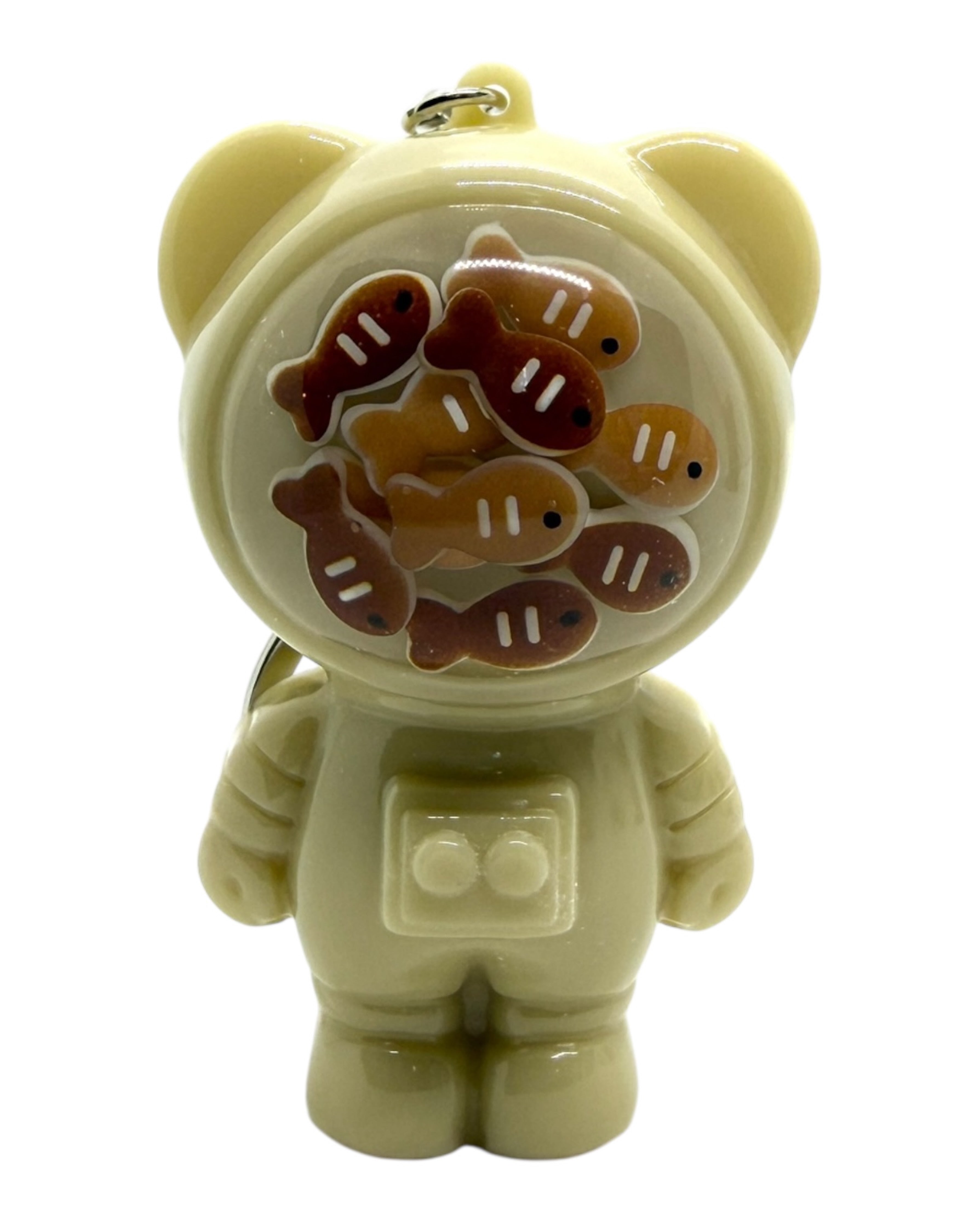 Izzy Cosmic Fish, ours astronaute en résine époxy avec poissons intégrés dans le casque.