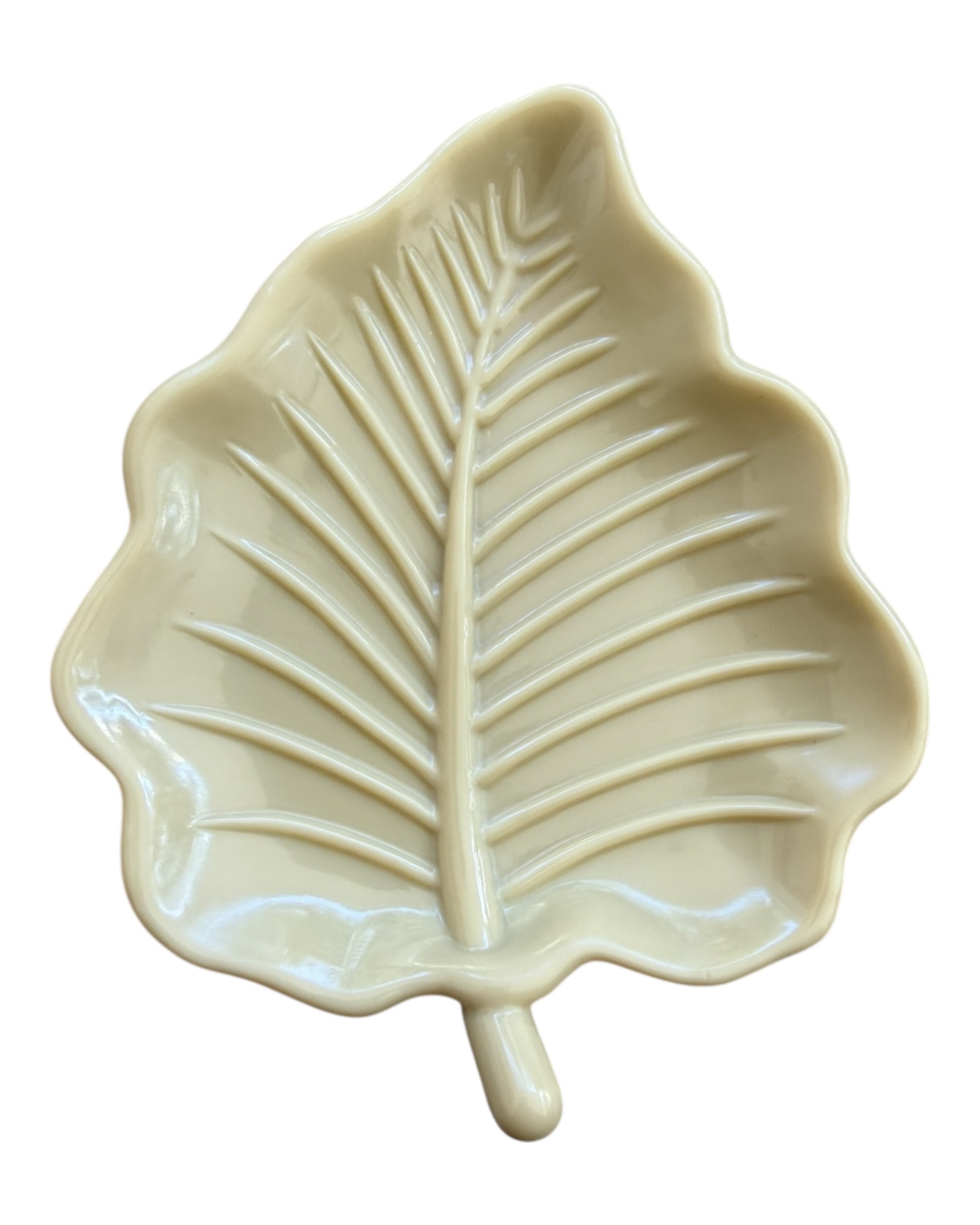 Vide poche Leaf Touch beige en forme de feuille en résine époxy pour bijoux et petits objets