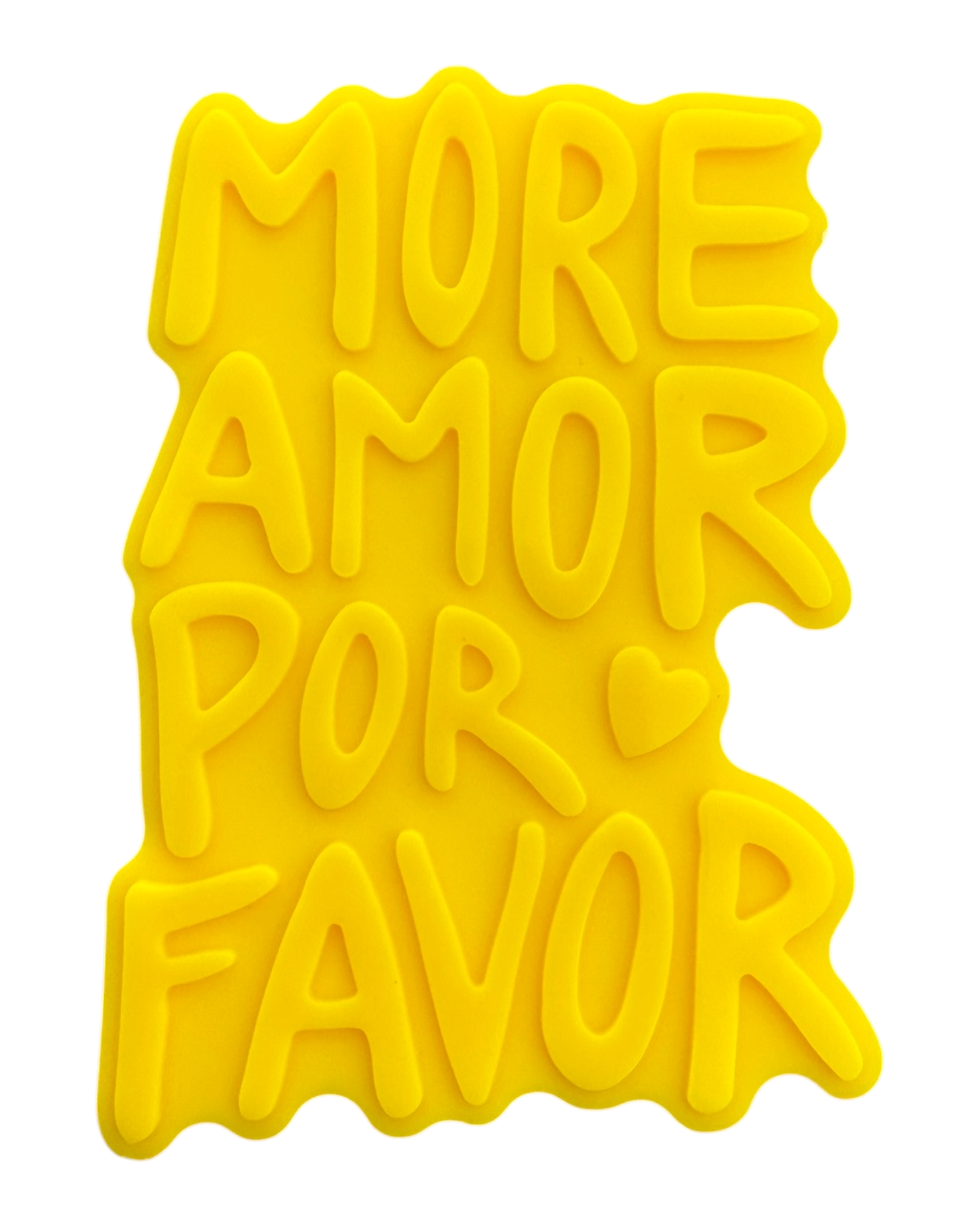 More Amor Por Favor en résine époxy rouge, décoration artisanale réalisée à la main. Objet déco au message affirmé, idéal pour apporter une touche de caractère et de couleur à une étagère, un bureau ou une pièce de vie.