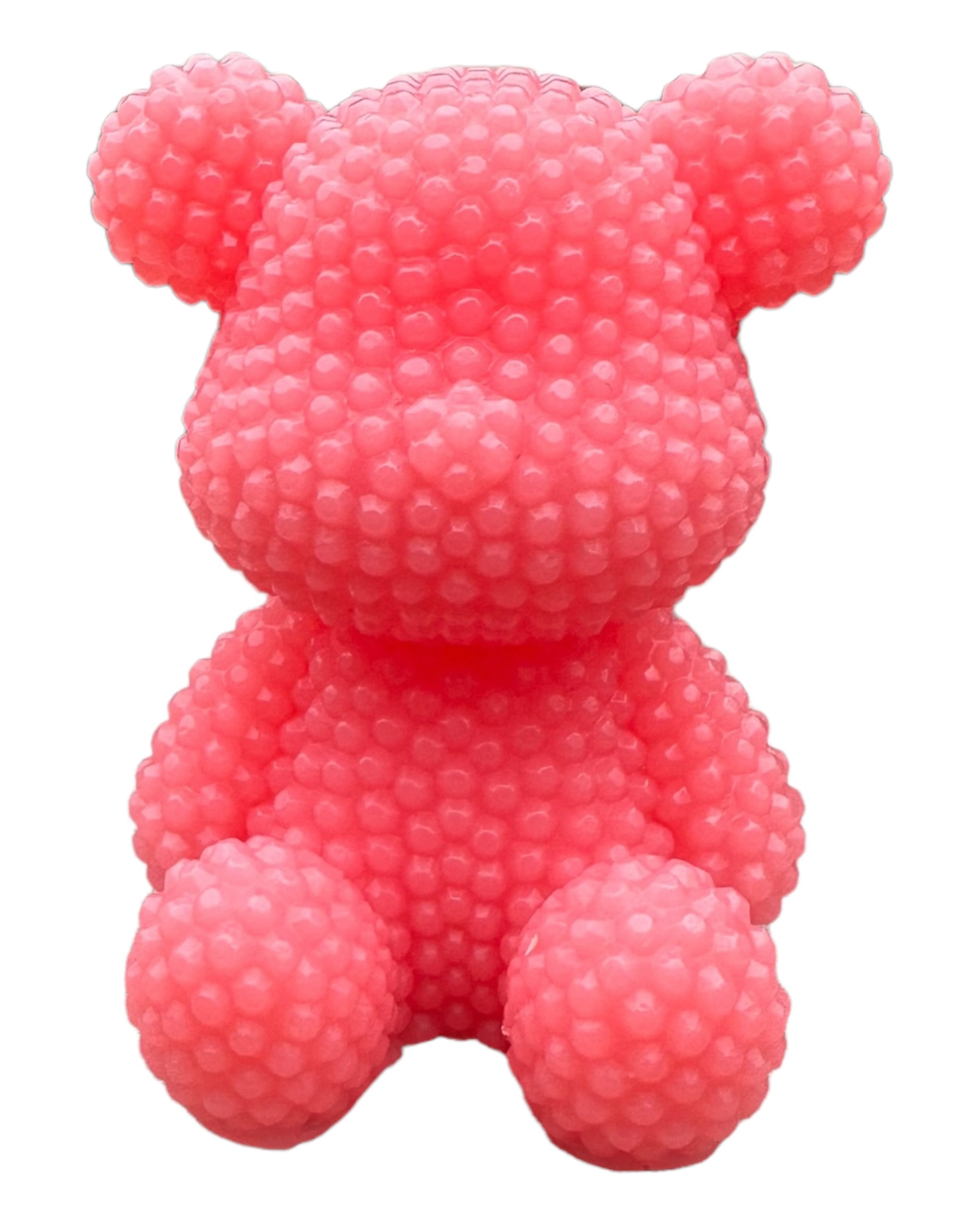 Ours Bubble Ted Bellini en résine époxy aux nuances pêche et corail, décoration faite main pour la maison.