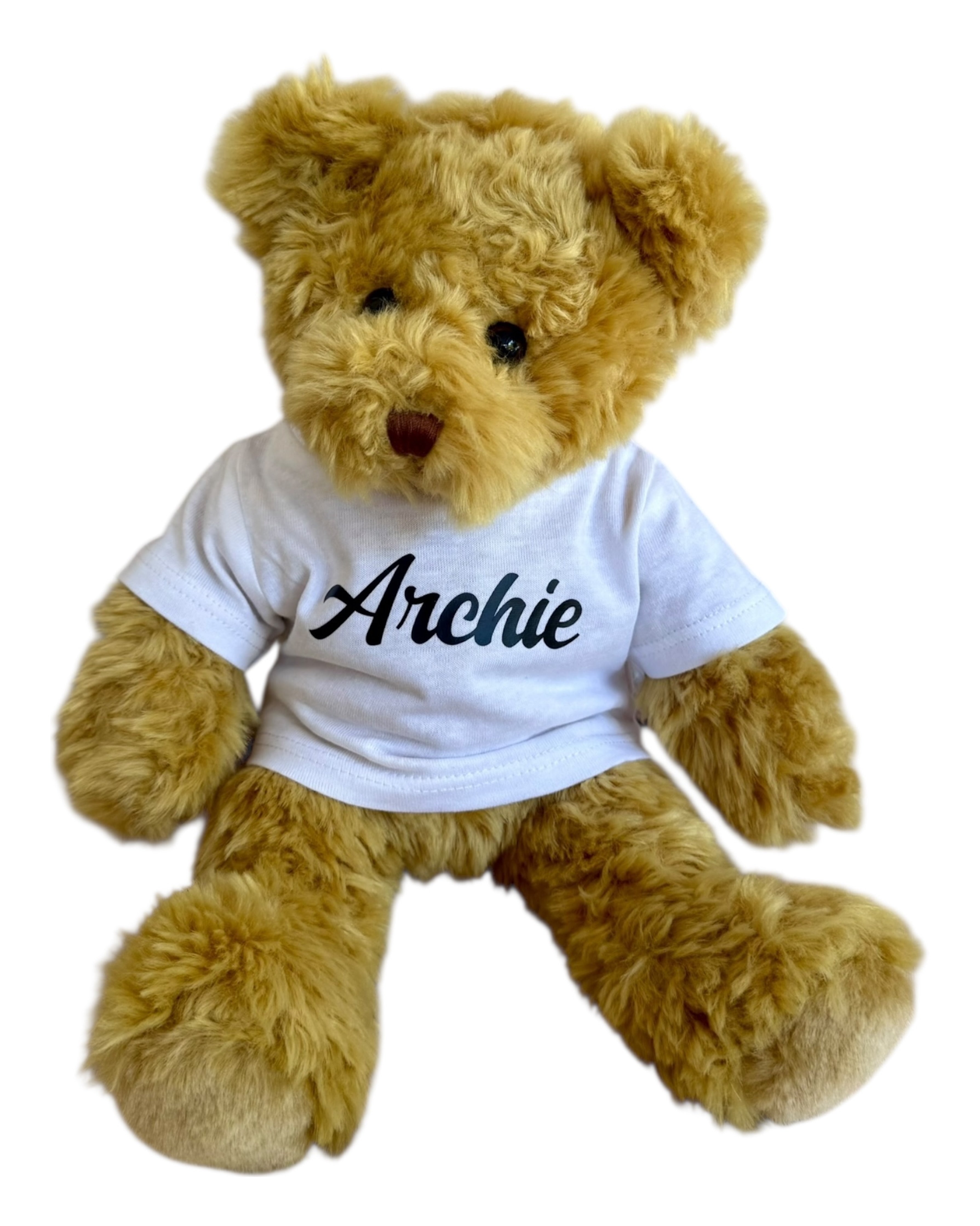 Ours en peluche à personnaliser Archie, tout doux et moelleux, idéal comme doudou câlin et cadeau original pour enfant.