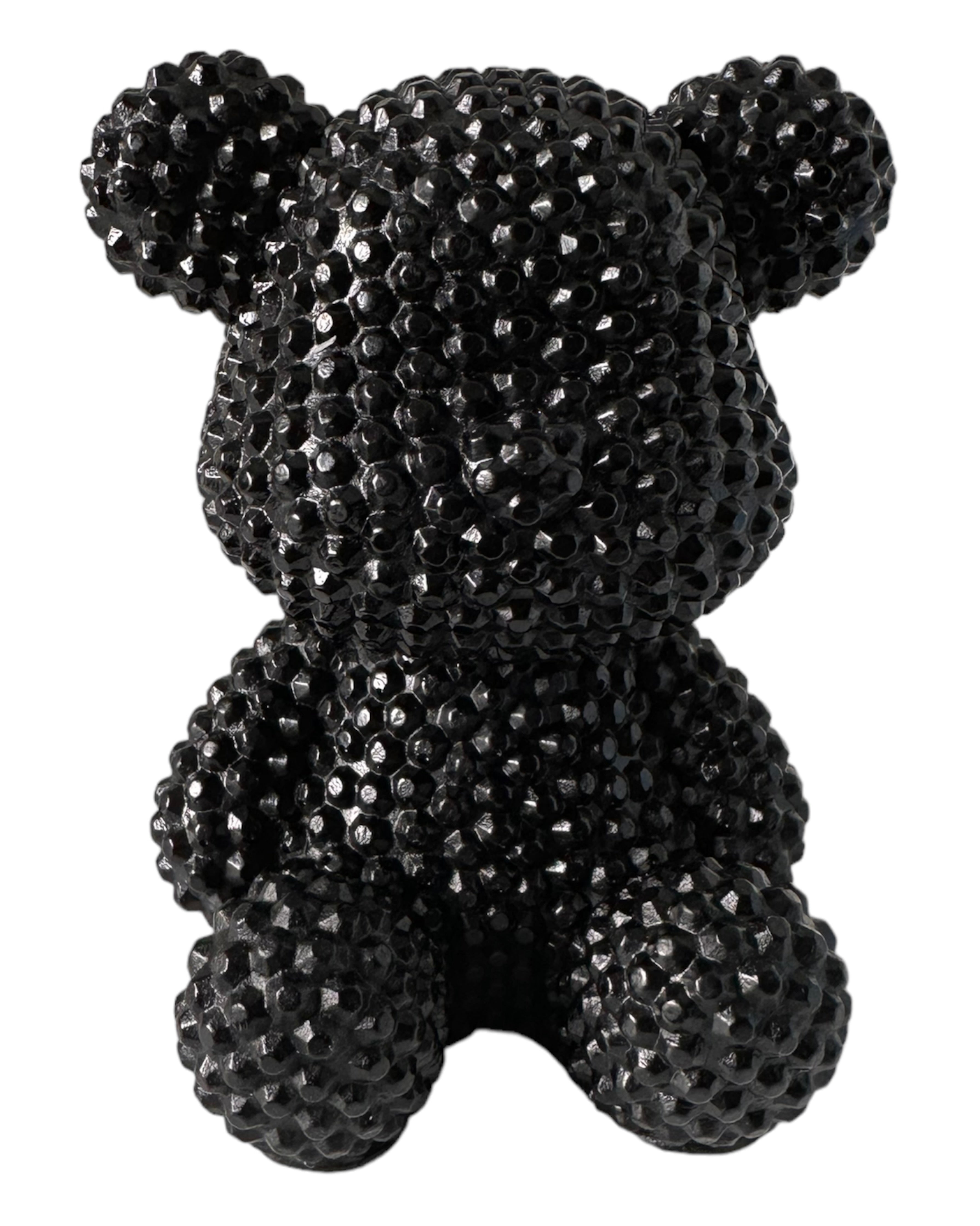 Ours Bubble Ted Réglisse en résine époxy noire brillante, figurine décorative texturée faite main Lolie’z.