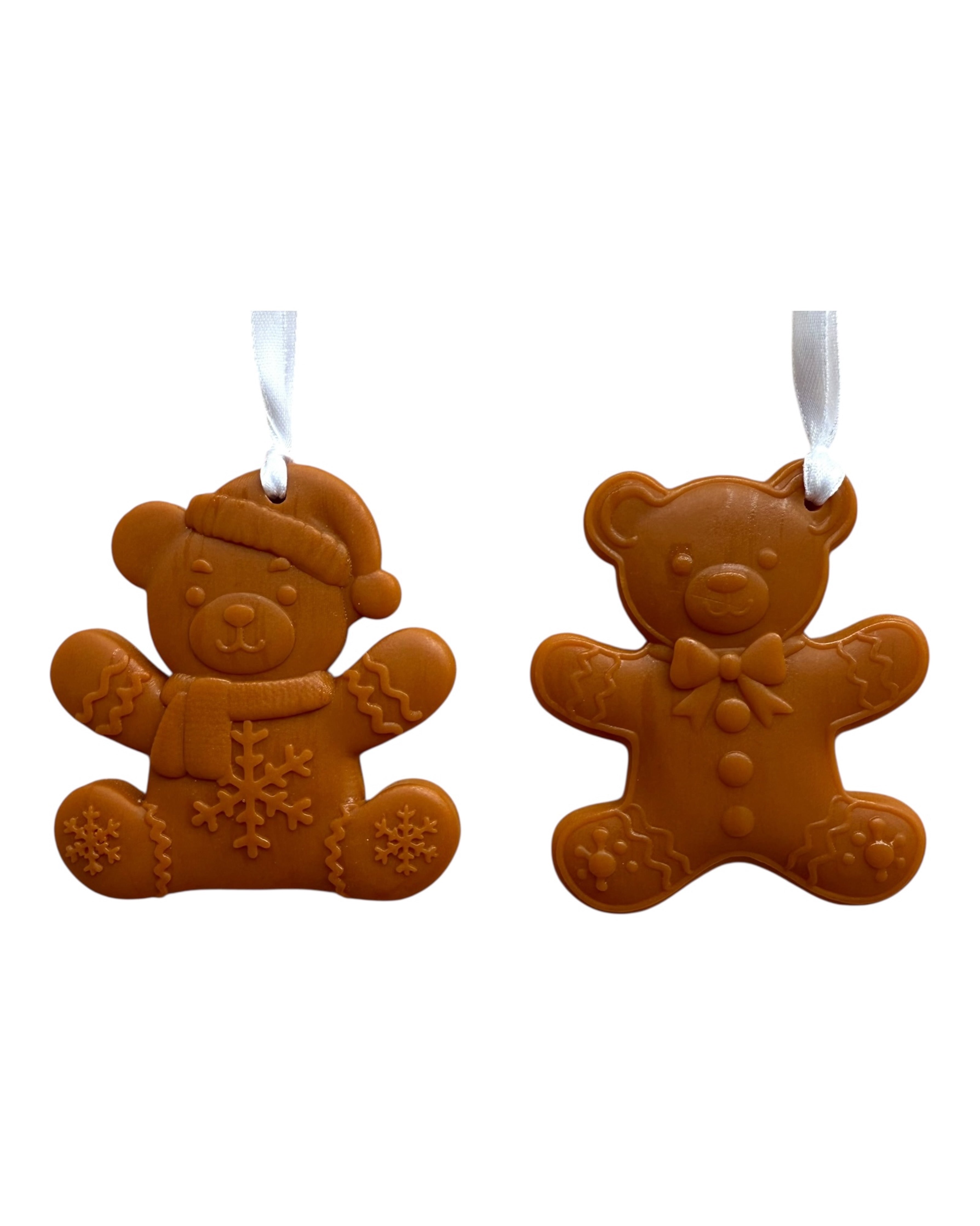 Ourson en pain d’épice caramel en résine époxy, ornement de Noël chaleureux et tendre pour sapin.Lolie'z