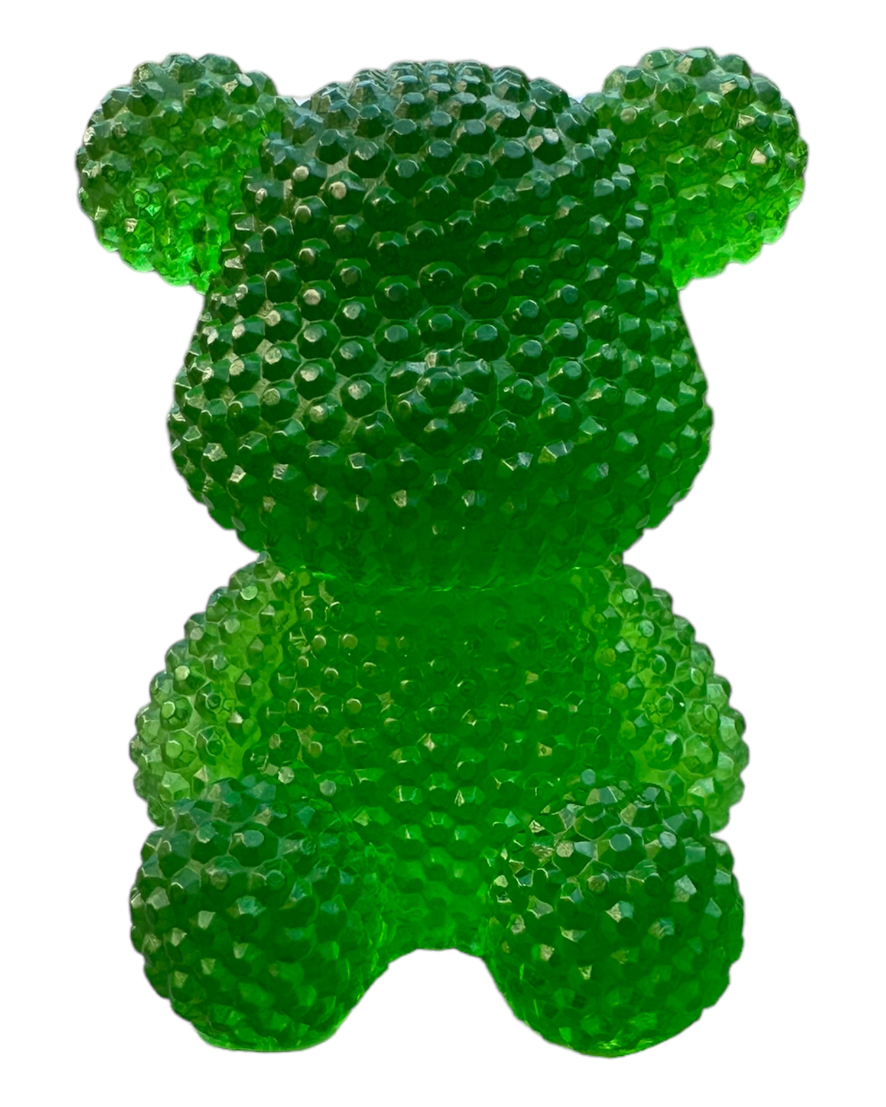 Ours Bubble Ted Green en résine époxy verte, figurine décorative texturée faite main pour la maison.