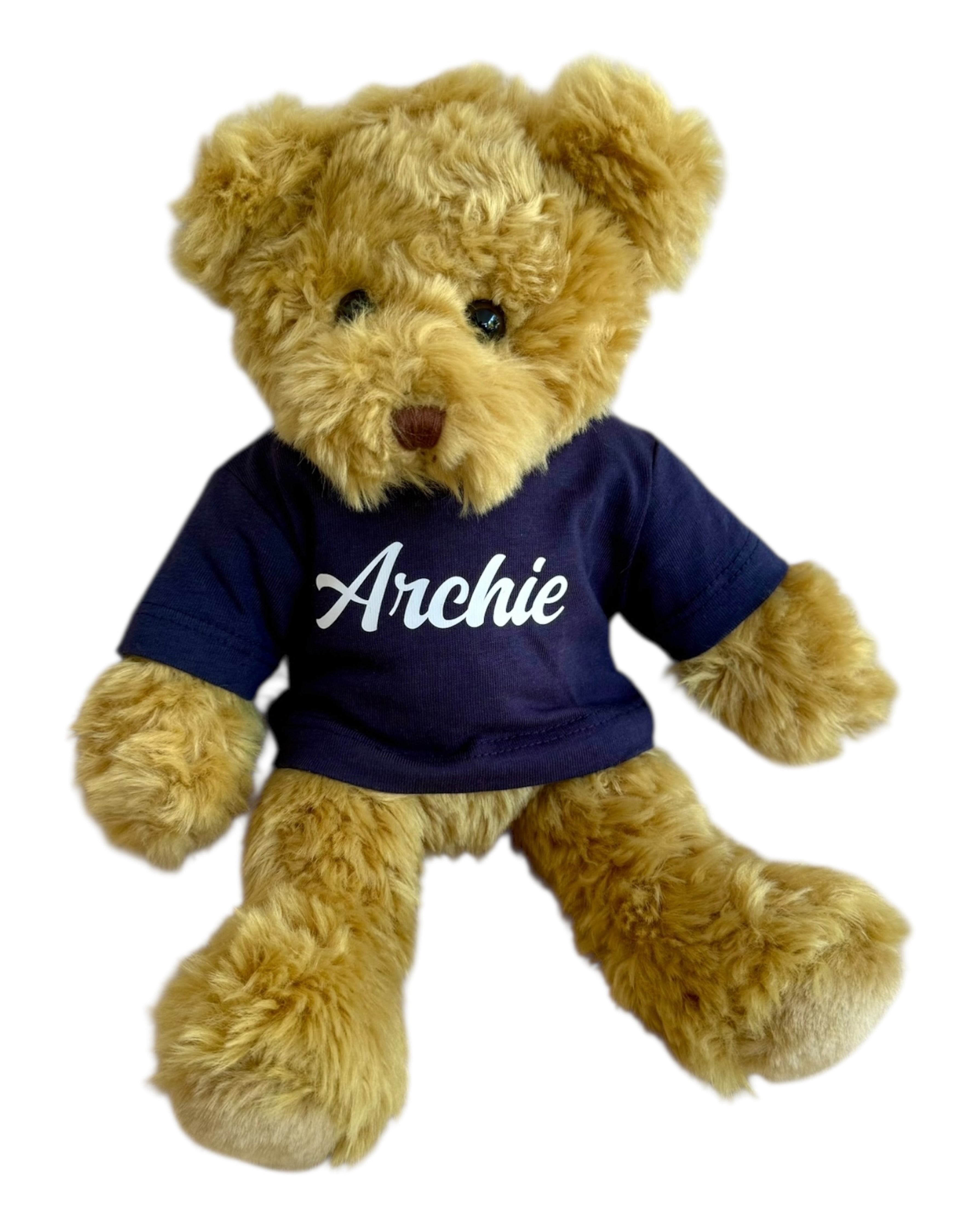 Peluche Archie Loliez a personnaliser avec prenom, tee shirt marine et douceur garantie