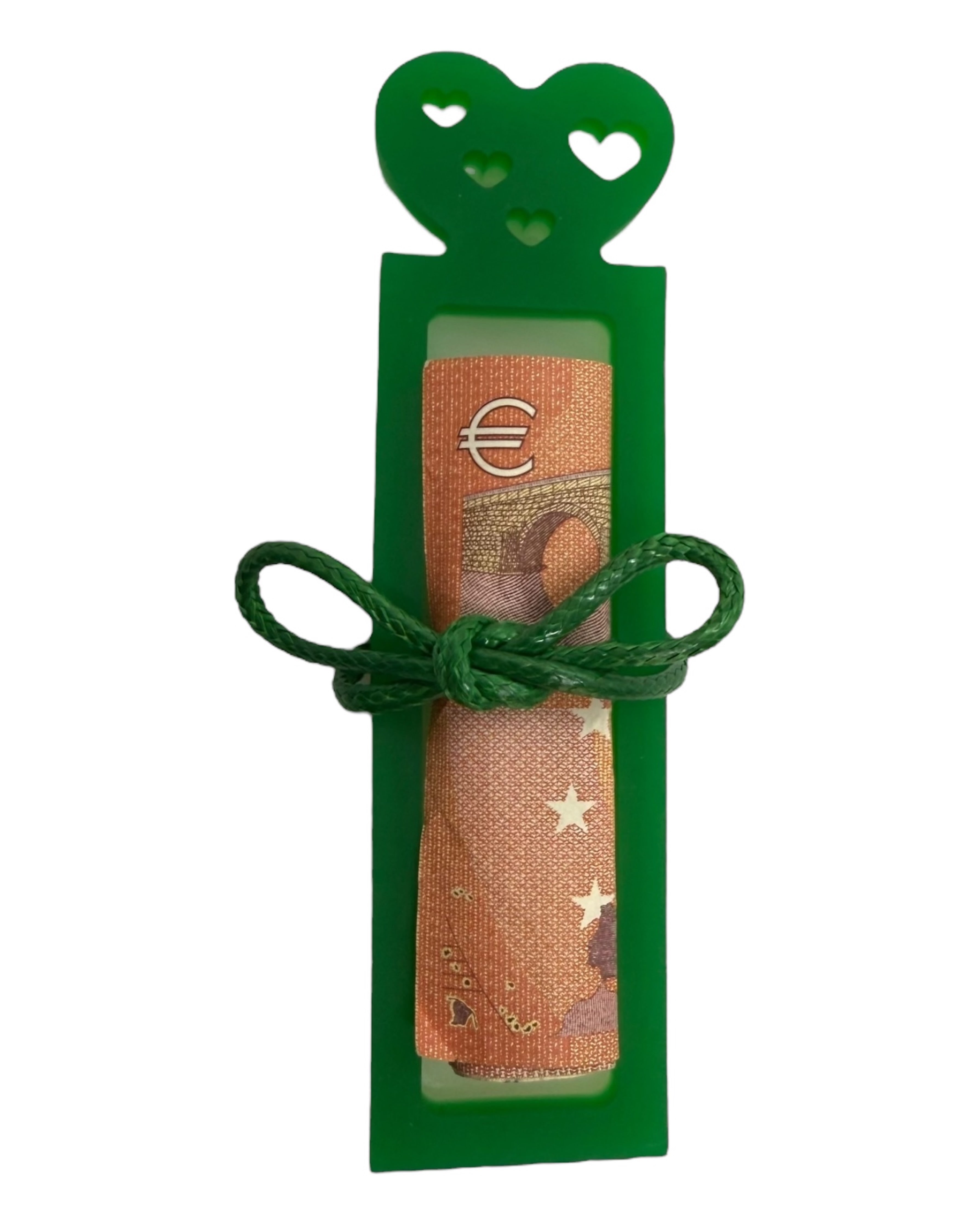 Pince à Blé en résine époxy vert sapin, élégante et résistante, idéale pour offrir un billet ou des étrennes avec raffinement. Lolie'z