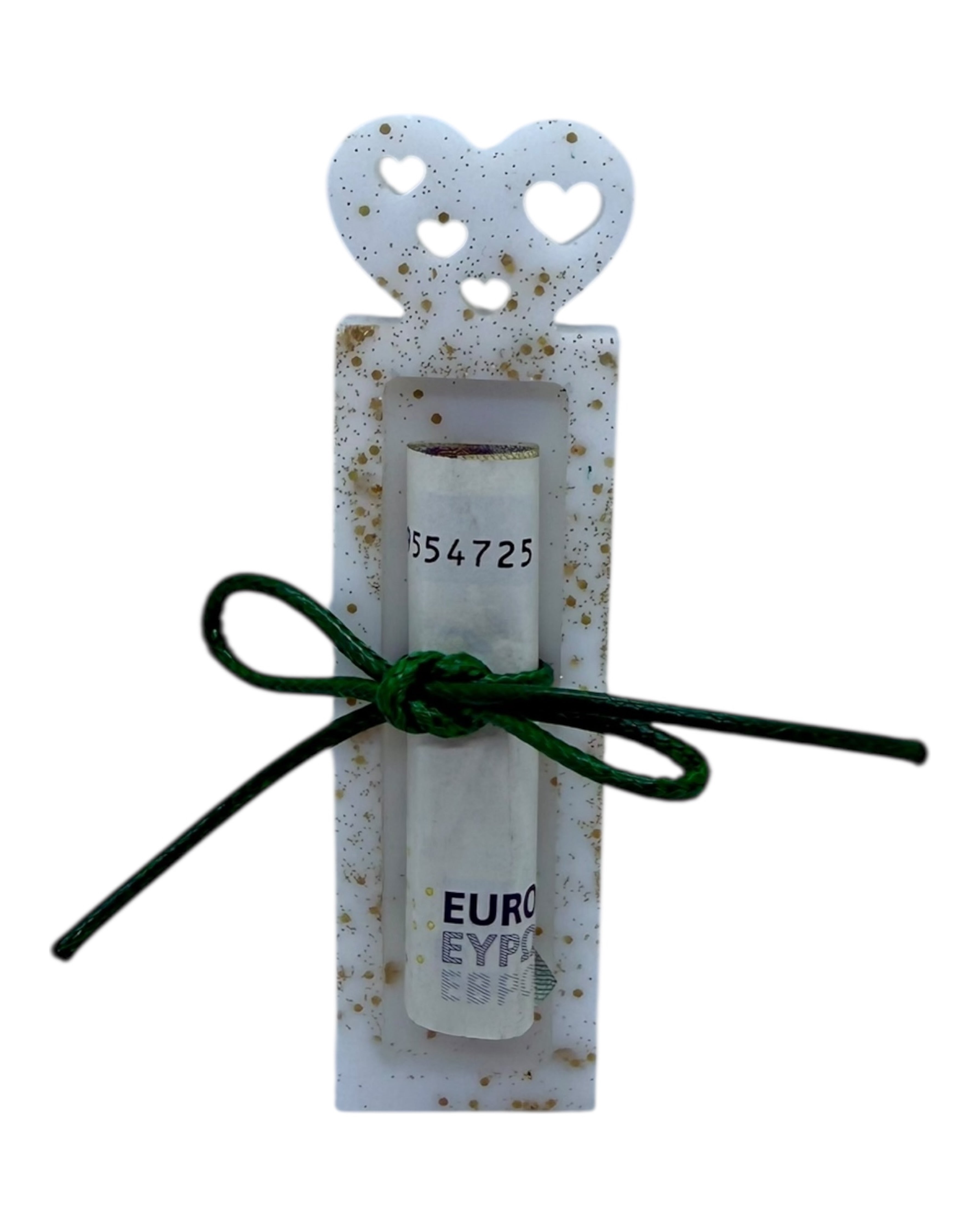 Blanc & glitter, la Pince à Blé by Lolie’z en résine époxy apporte charme et peps à chaque billet.