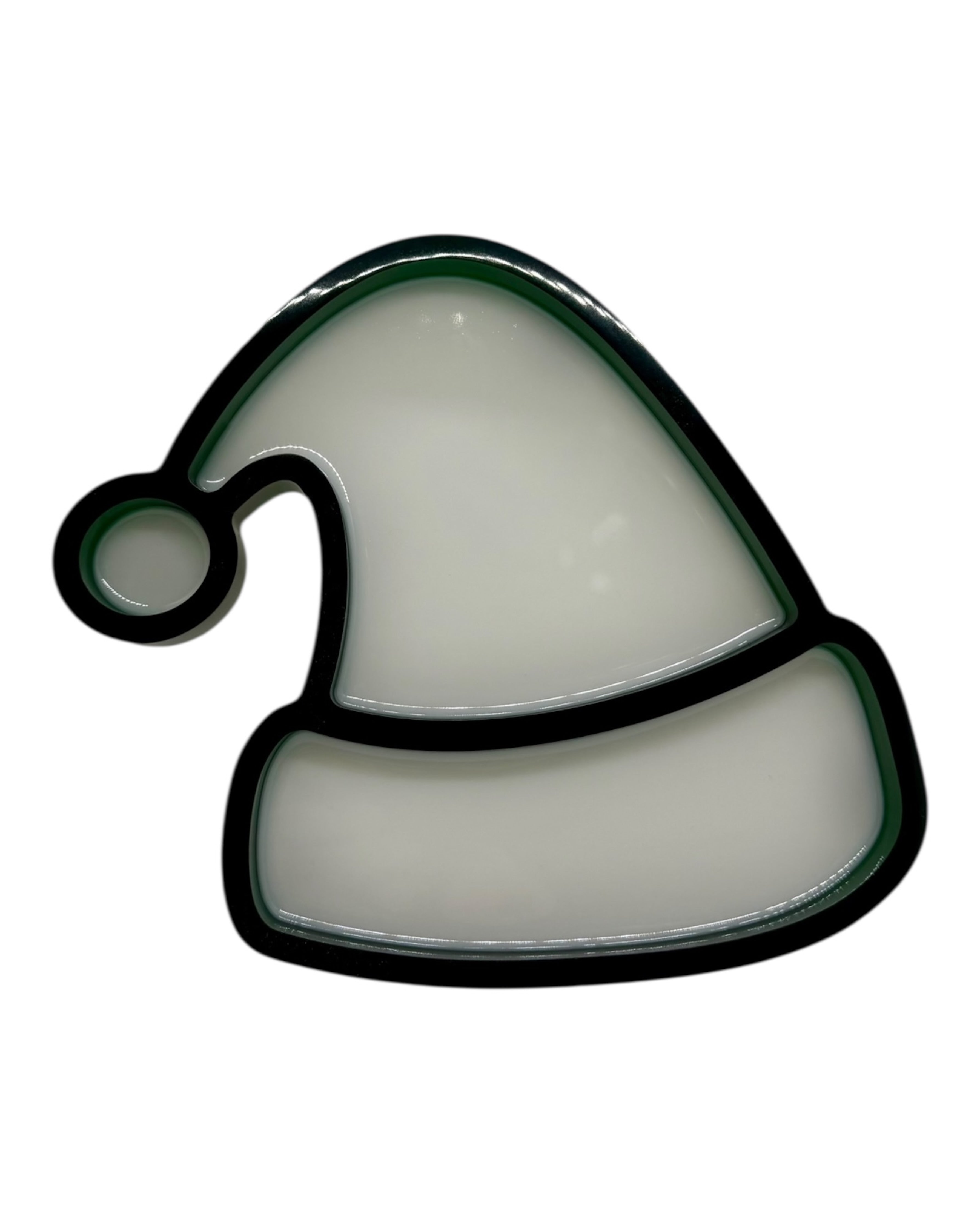 Plateau en résine époxy en forme de bonnet de Père Noël, création artisanale. Lolie'z