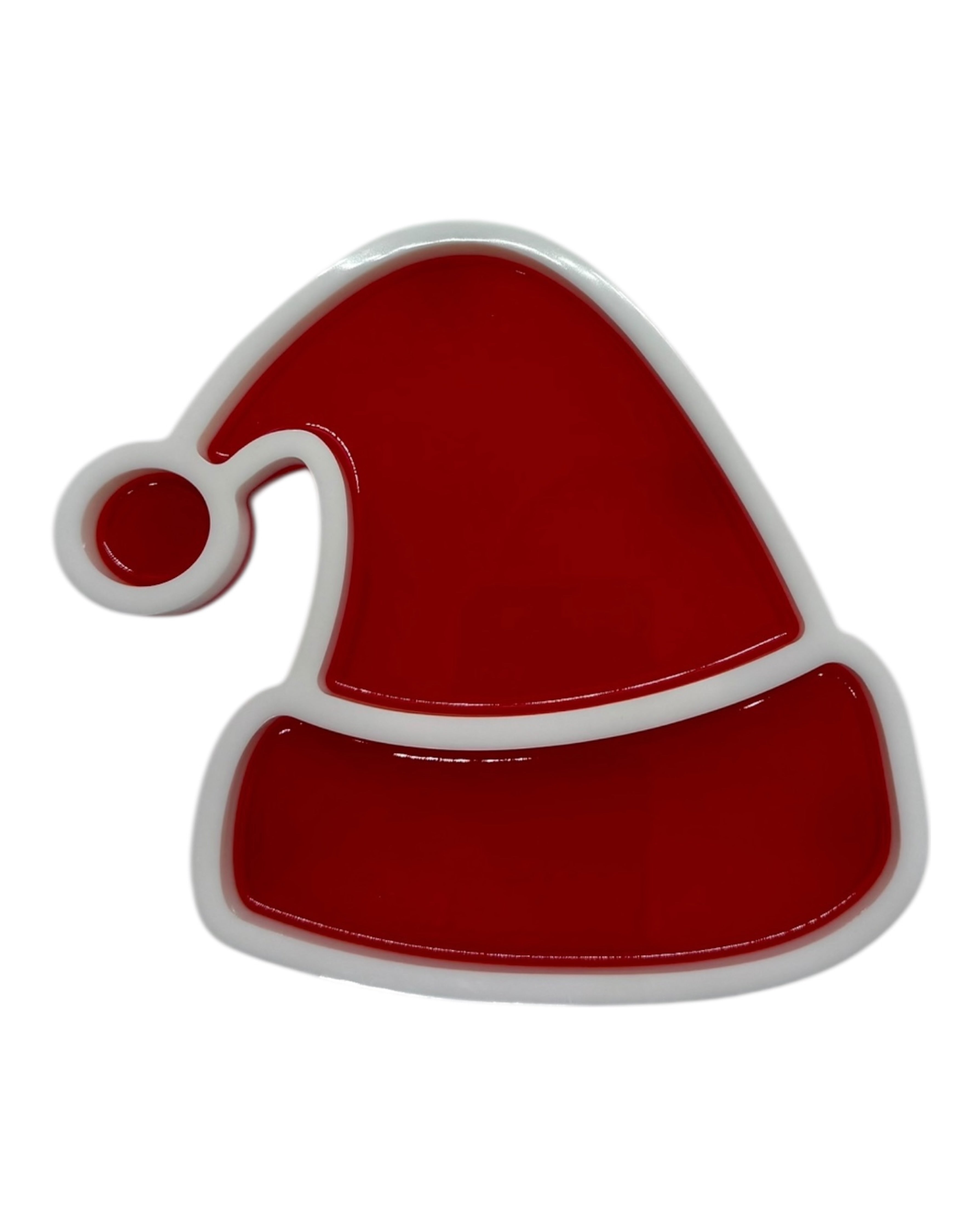 Plateau en résine époxy en forme de bonnet de Père Noël, création artisanale unique