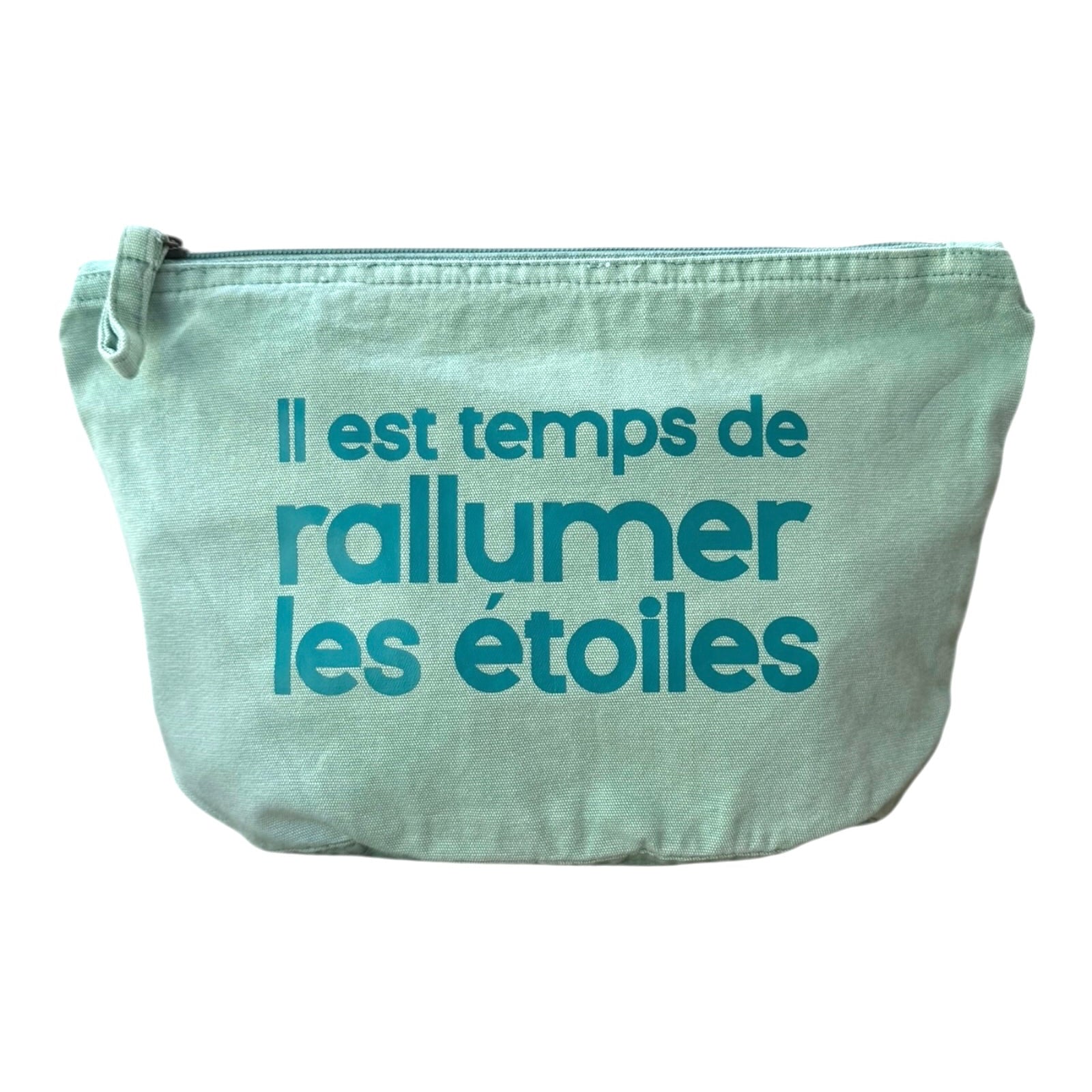 Pochette Poppy en coton recyclé avec le message "Il est temps de rallumer les étoiles", accessoire éthique et coloré by Lolie’z.