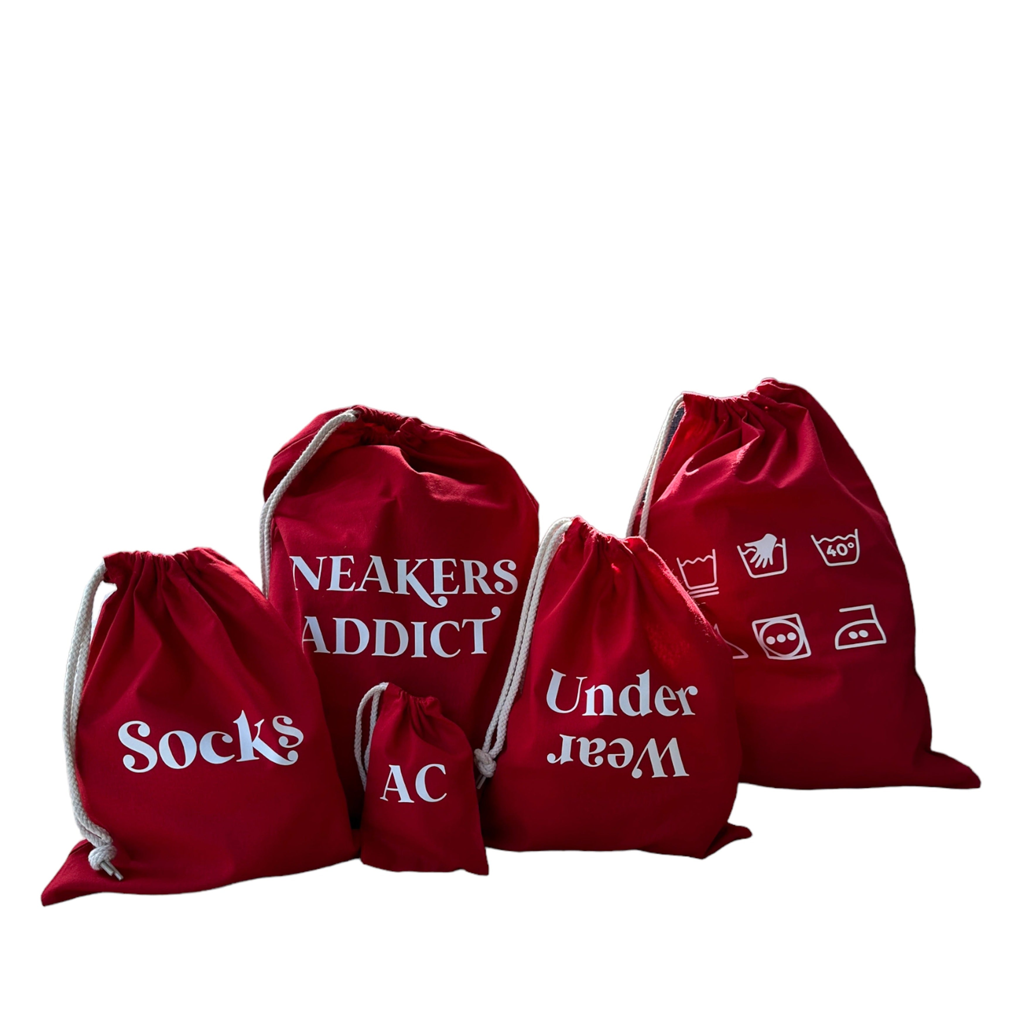 Pack de pochons de voyage en tissu coloris rouge pour organiser ses affaires avec style Lolie'z