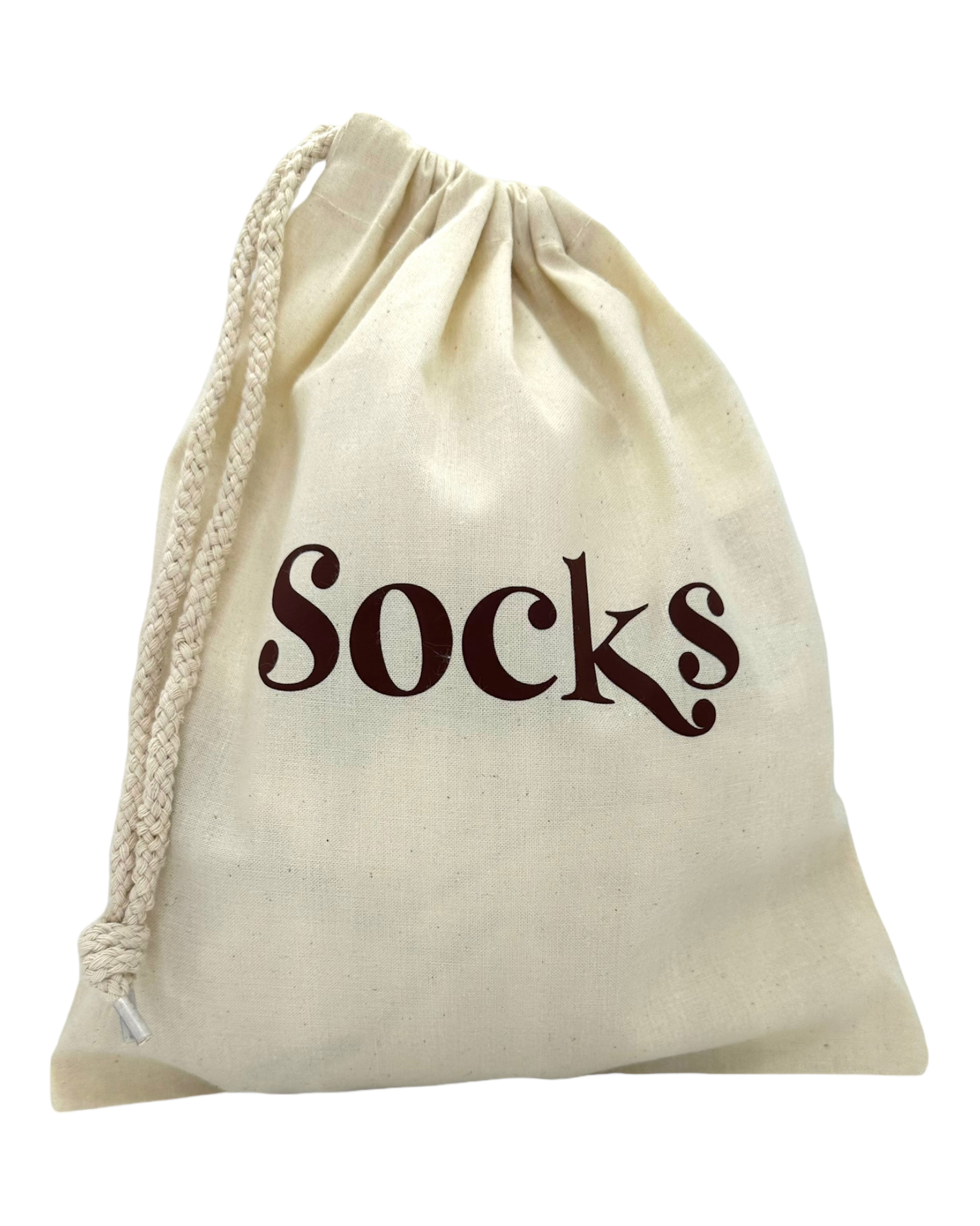 Pochon beige pour chaussettes, sobre et efficace pour garder vos affaires rangées