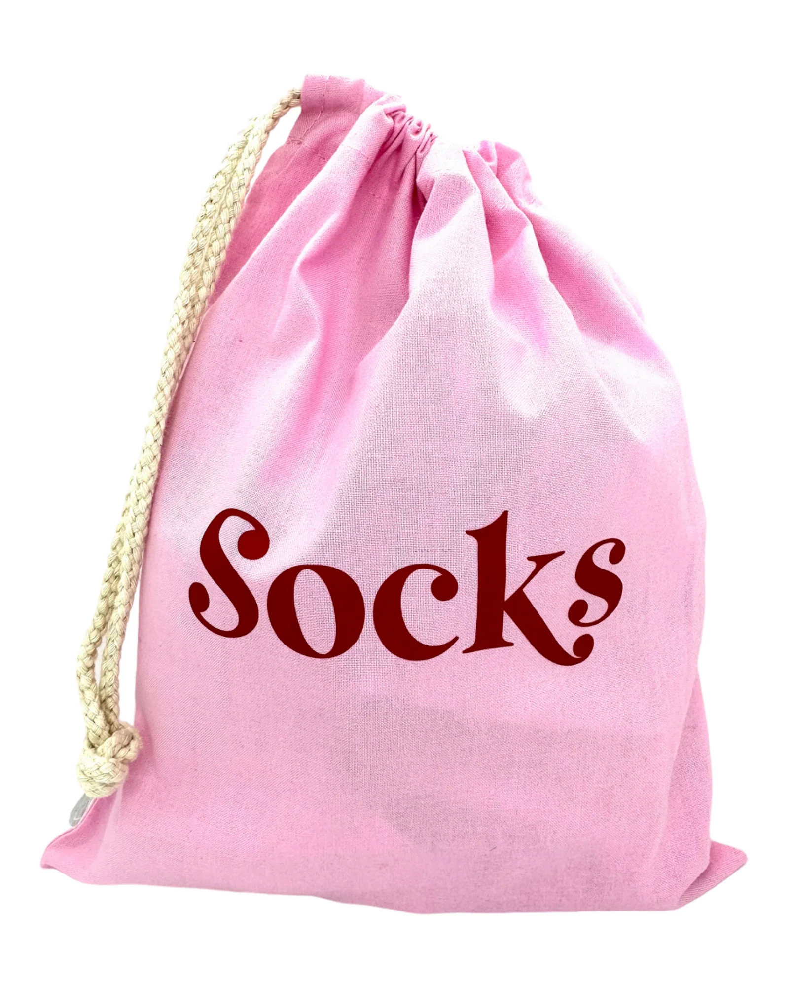 Pochon rose pour chaussettes, idéal pour protéger et ranger vos accessoires de voyage