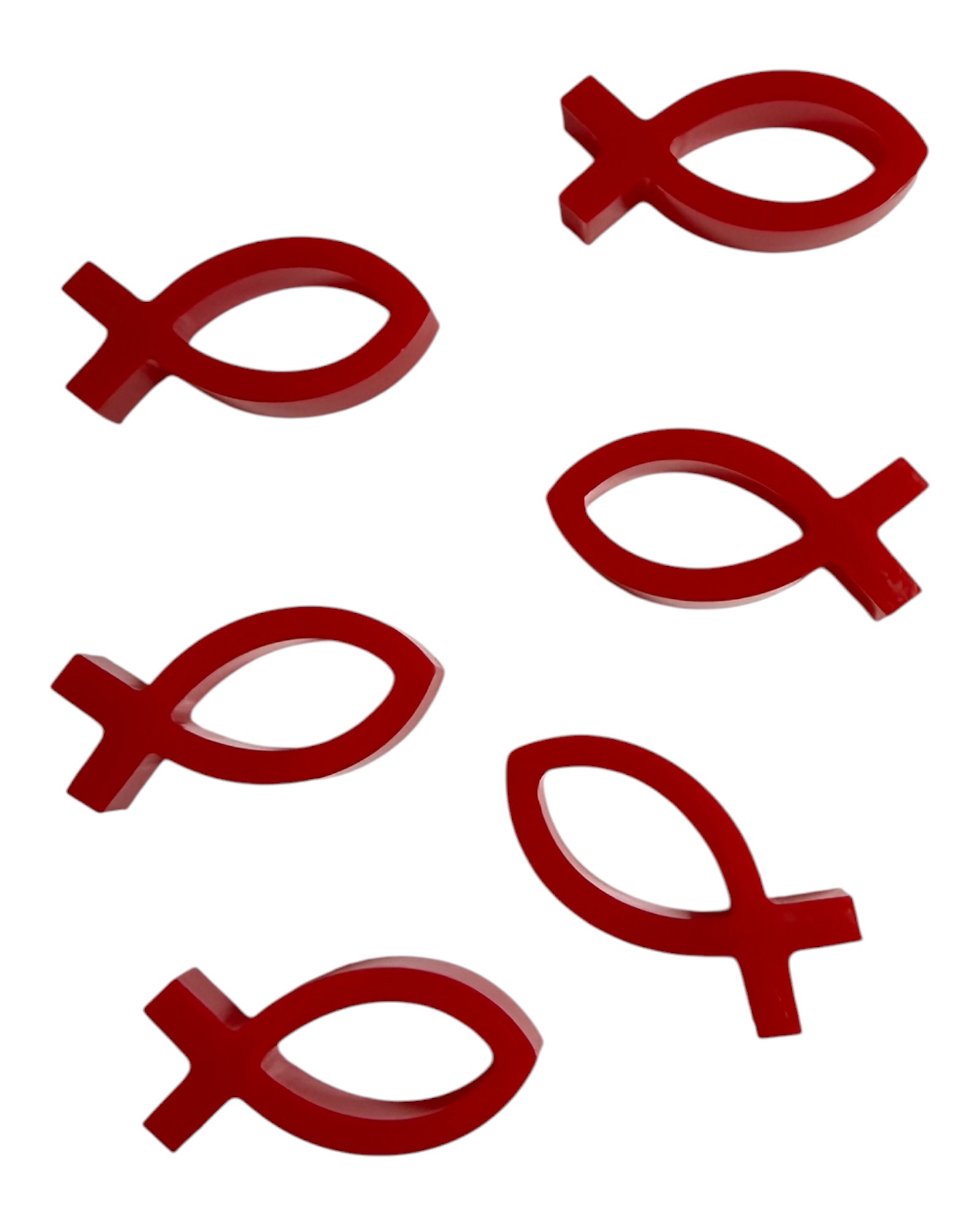 Lot de 6 poissons décoratifs rouges La Friture, éléments de décoration de table inspirés de la Méditerranée pour créer une ambiance estivale, conviviale et contemporaine.