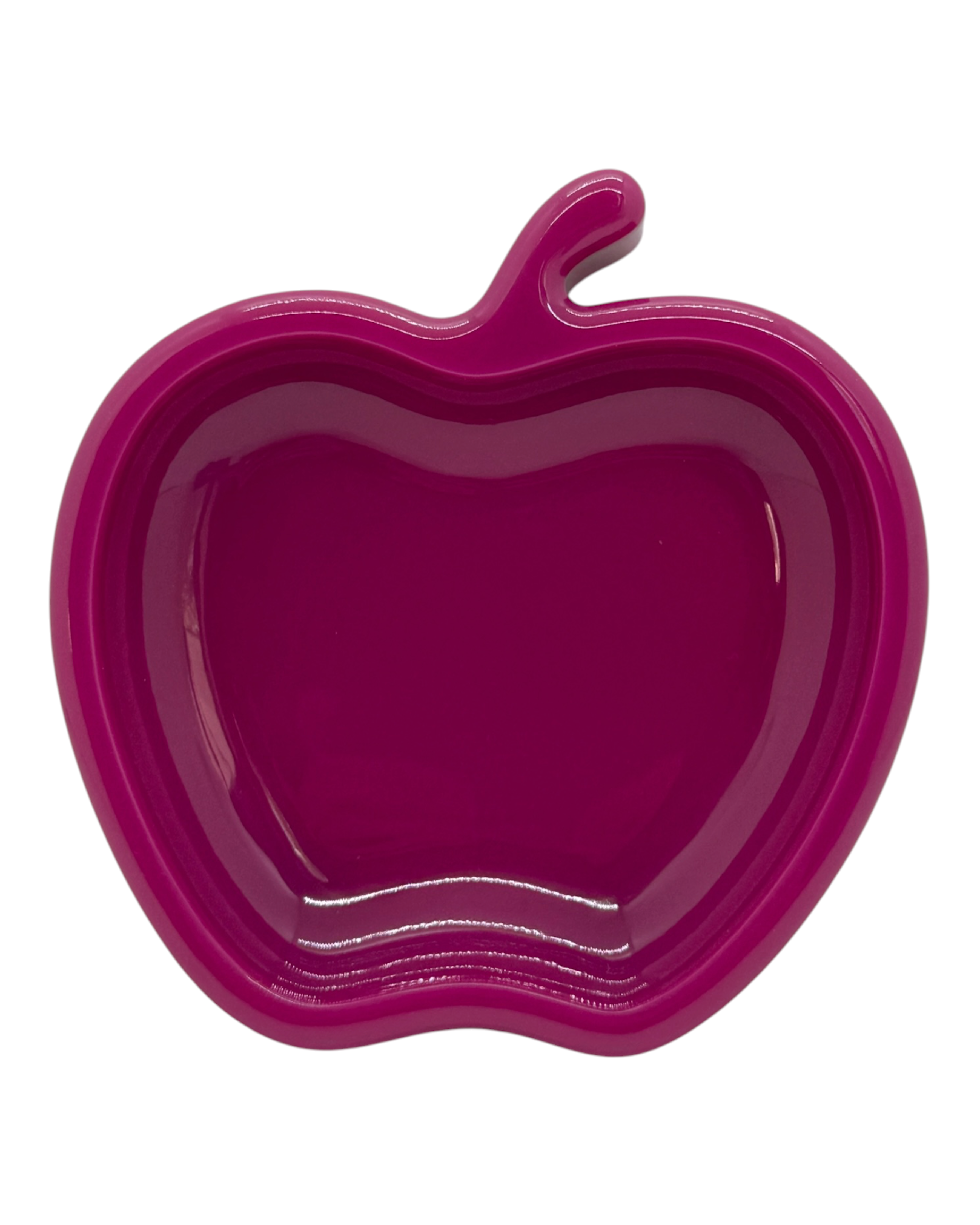 Vide-poche décoratif en forme de pomme fuchsia réalisé à la main en résine époxy. Objet déco coloré et original, idéal pour ranger bijoux, clés et petits accessoires tout en apportant une touche pop et vitaminée à la décoration.