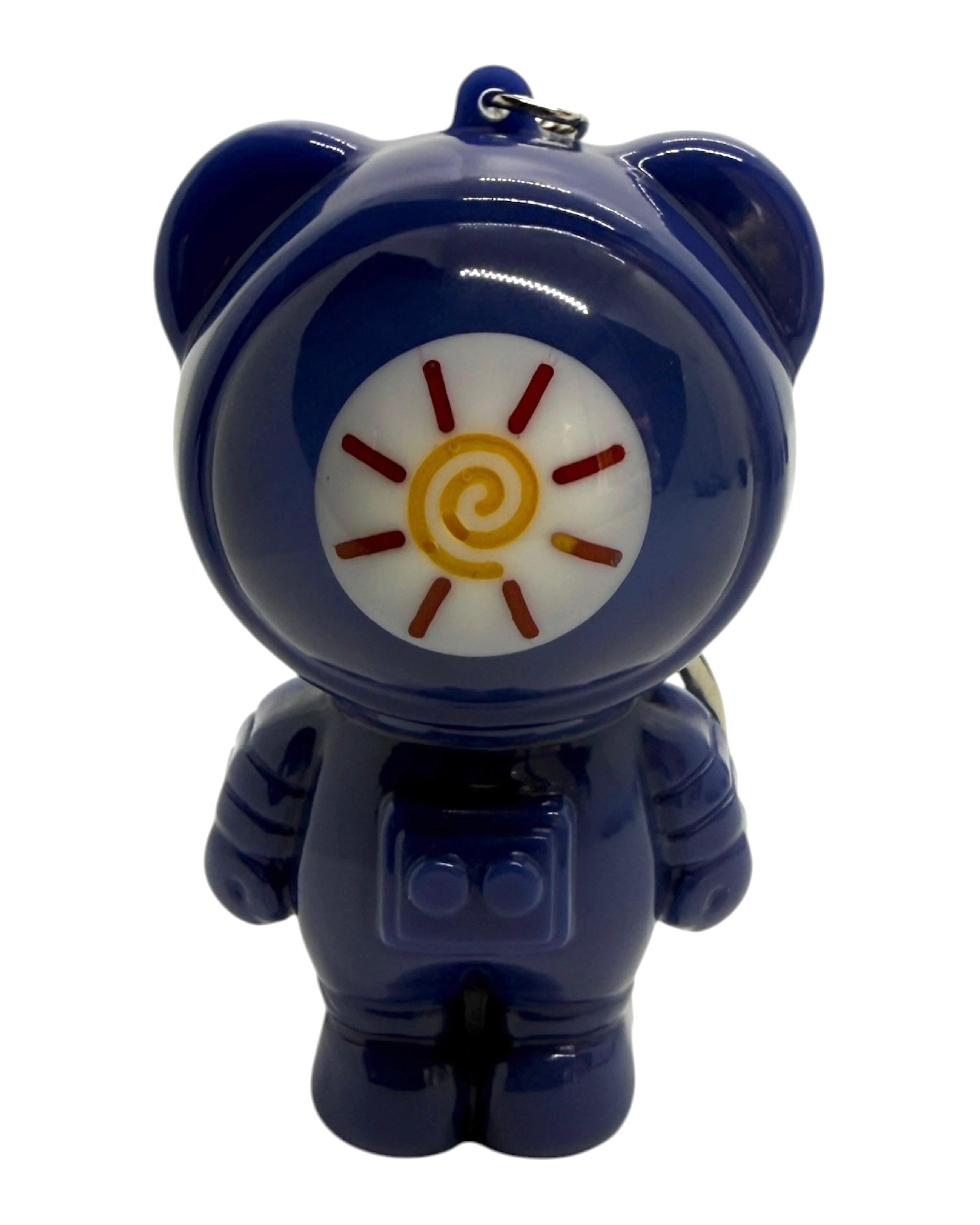 Porte-clés Izzy Sunspot Lolie’z en résine époxy avec effet lumineux dans le casque, design clair et estival.