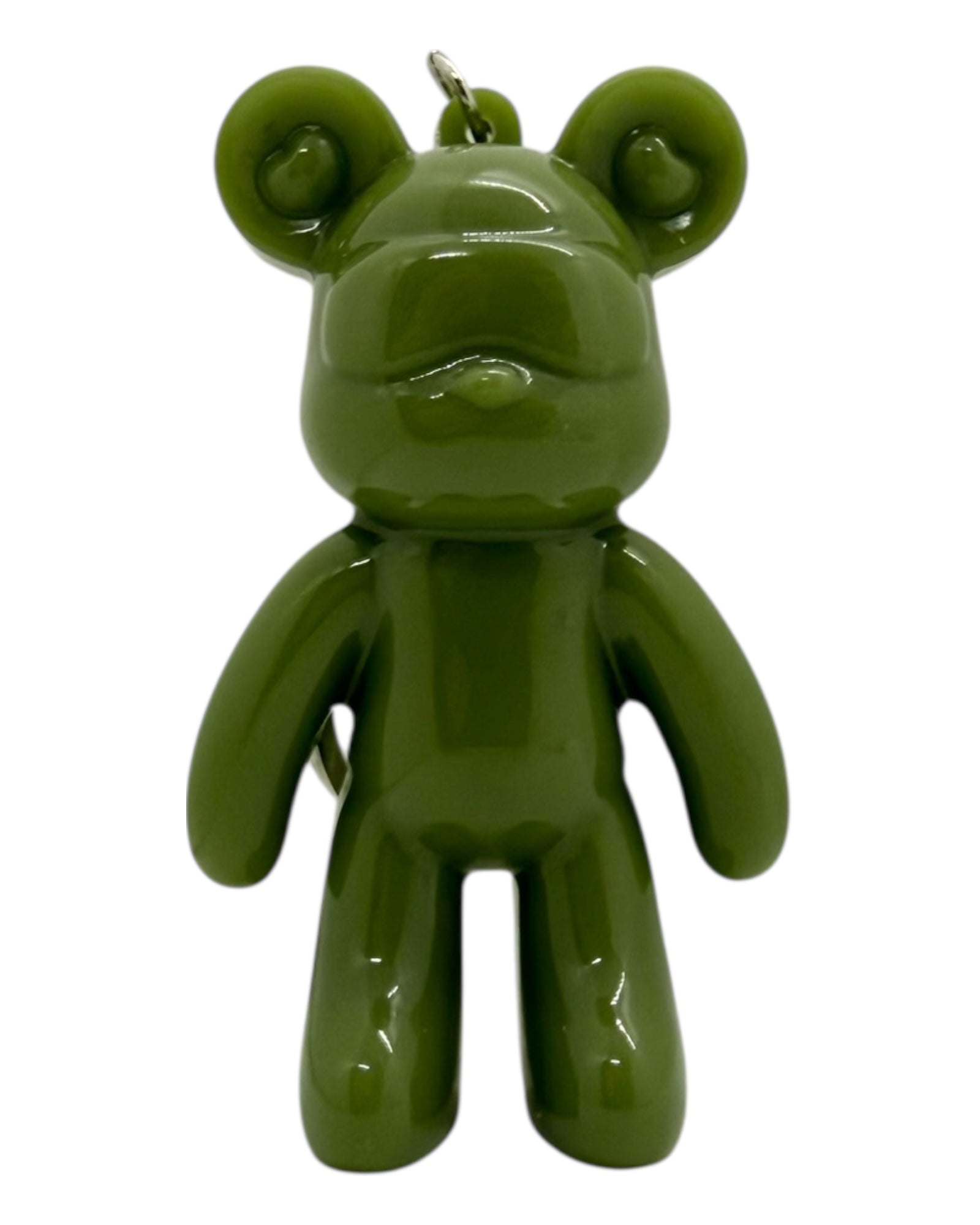 Porte-clés Urban Ted Green en résine époxy, réalisé à la main, au style urbain affirmé, avec lunettes de soleil et design épuré.