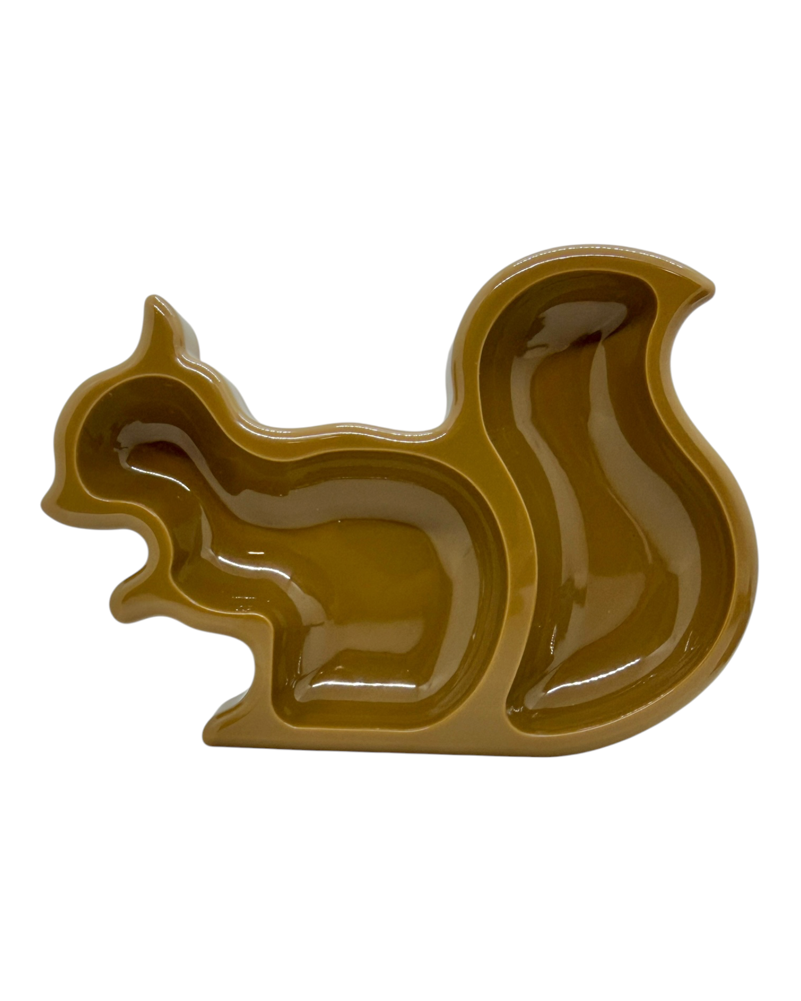 Vide-poche Rusty Nutty en forme d’écureuil marron brillant, fabriqué à la main en résine époxy.