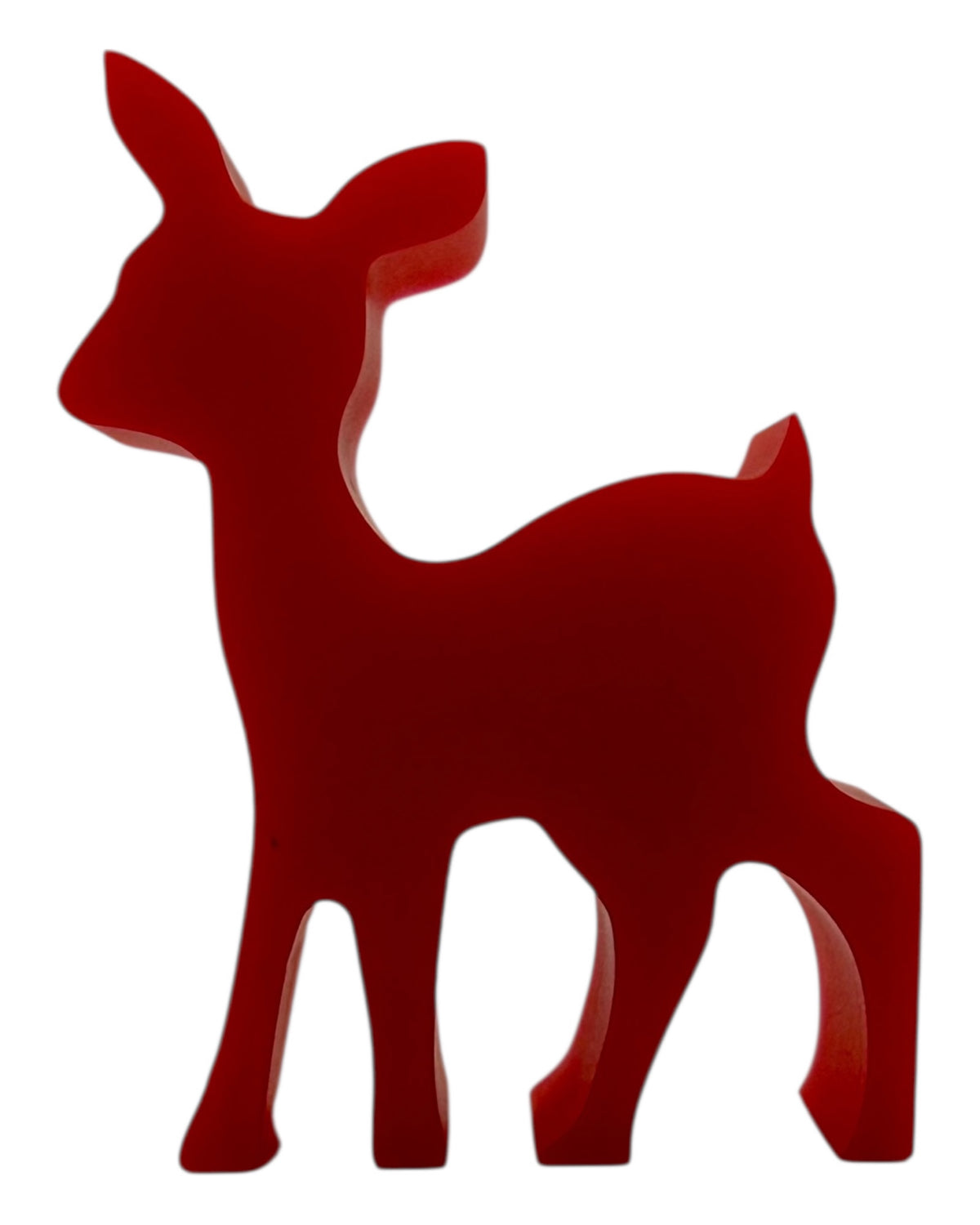 Vixen the Reindeer rouge, renne de Noël décoratif en résine époxy réalisé à la main dans l’atelier Lolie’z.