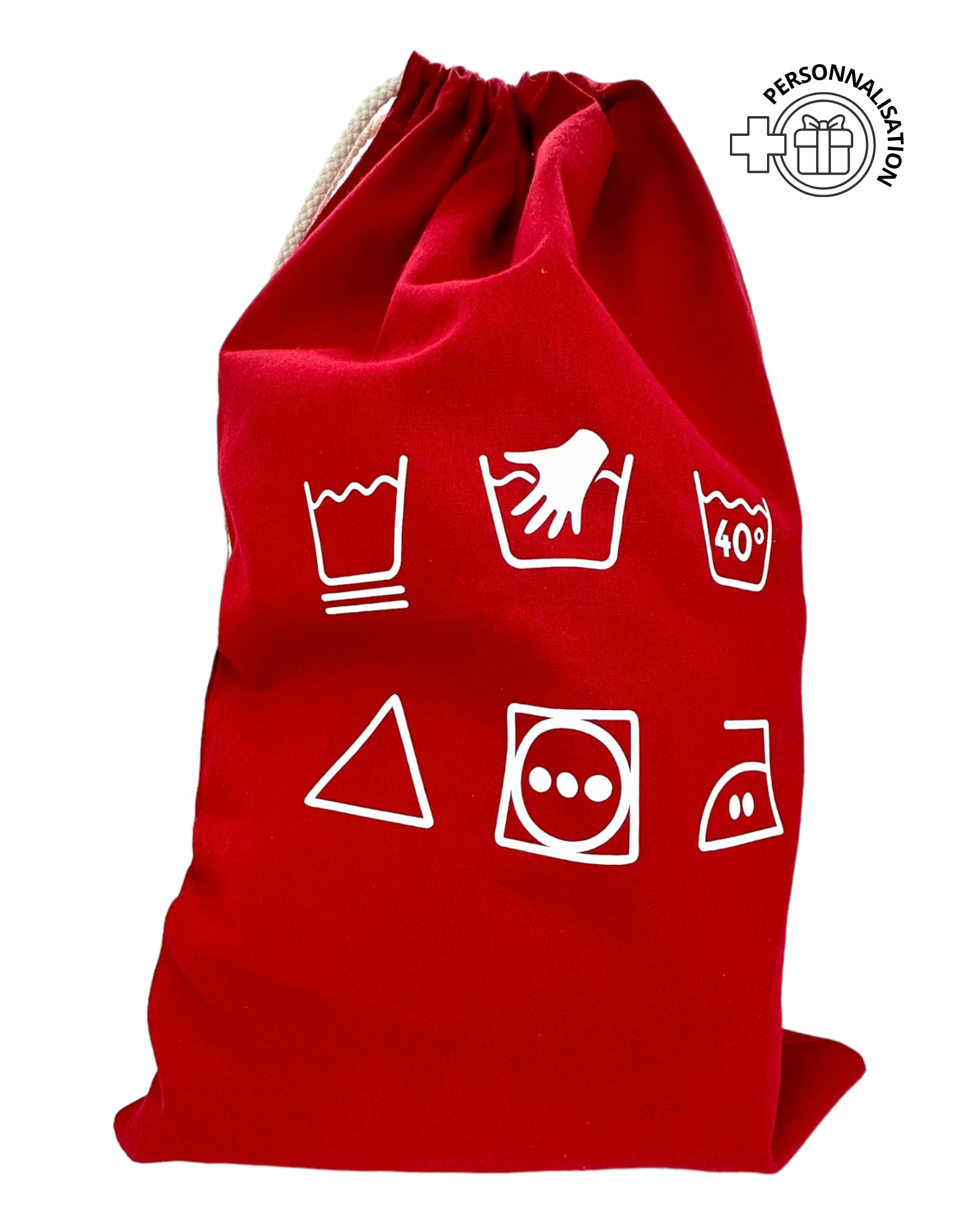 Personnalisation pochon voyage linge sale rouge laundry Lolie'z