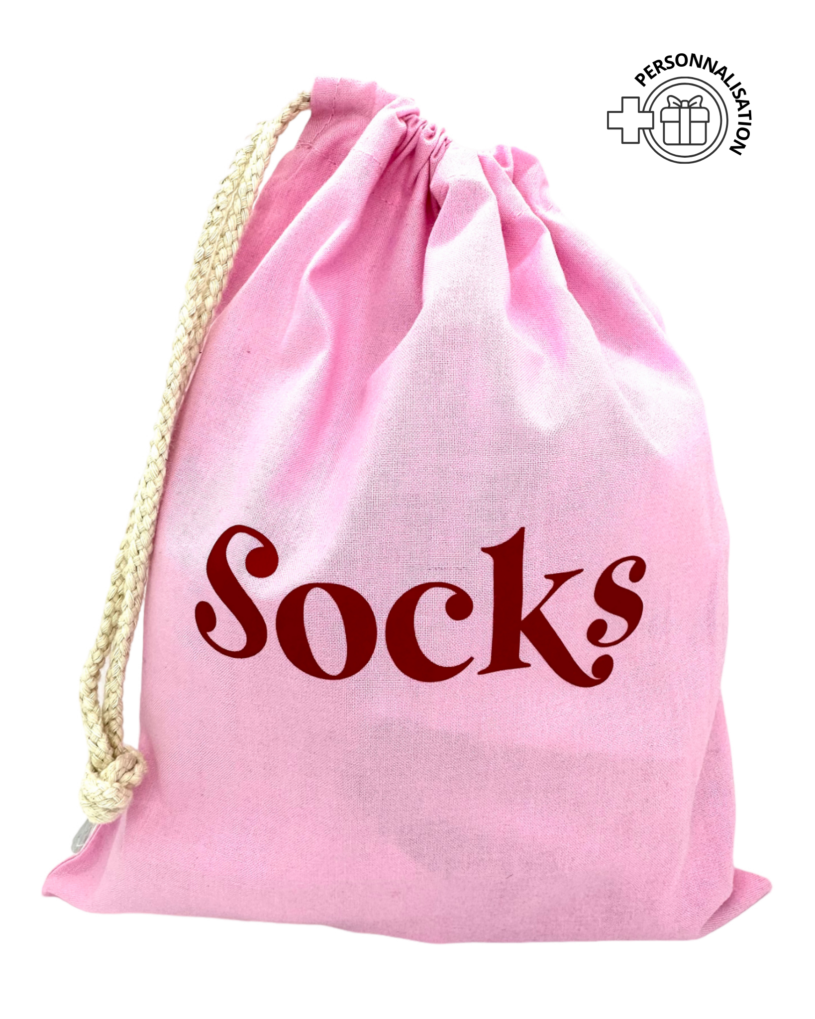 Personnalisation pochon voyage socks chaussettes rose Lolie'z