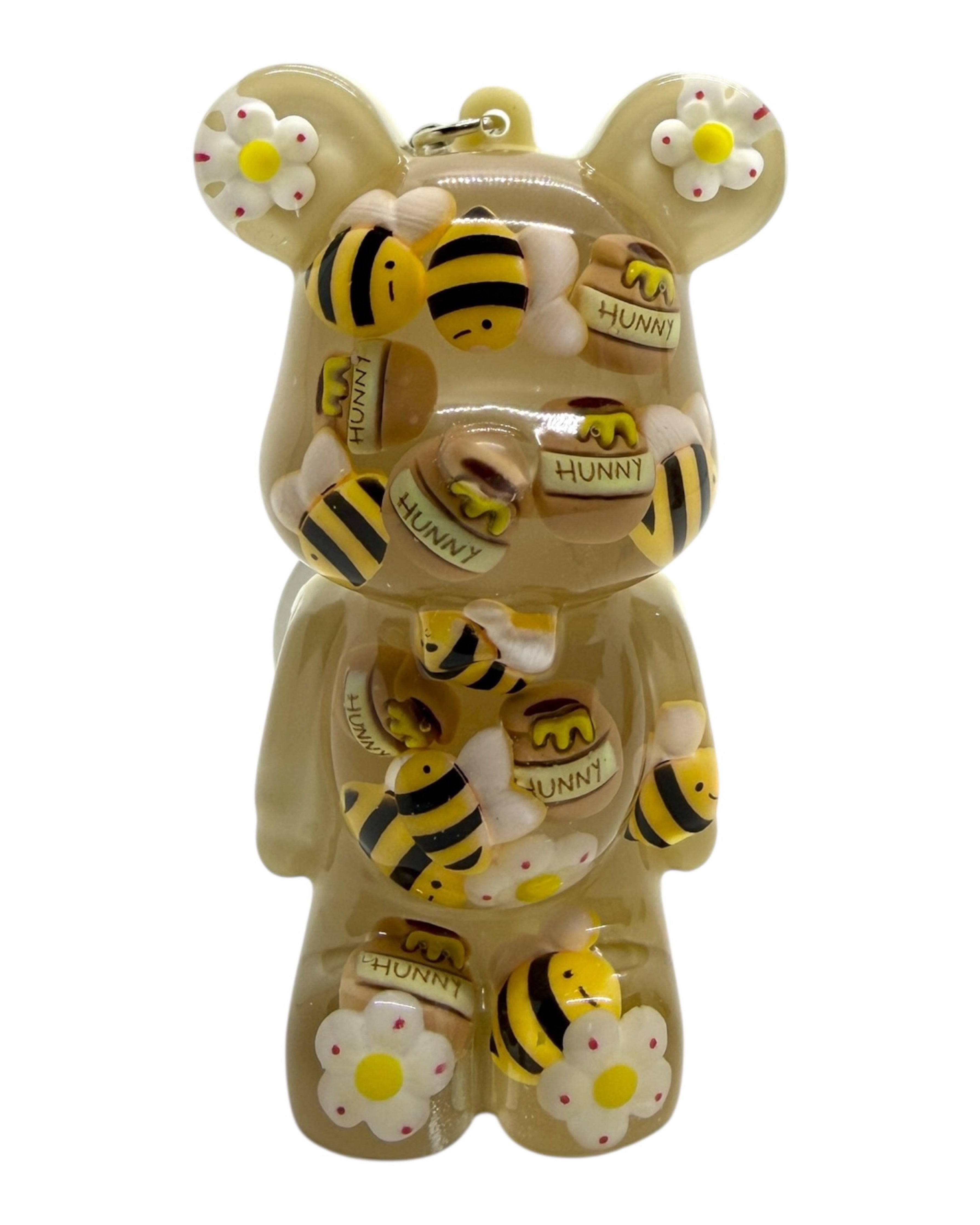 Ours Teddy’z Bee Lovely aux détails abeilles et miel, création artisanale lumineuse.