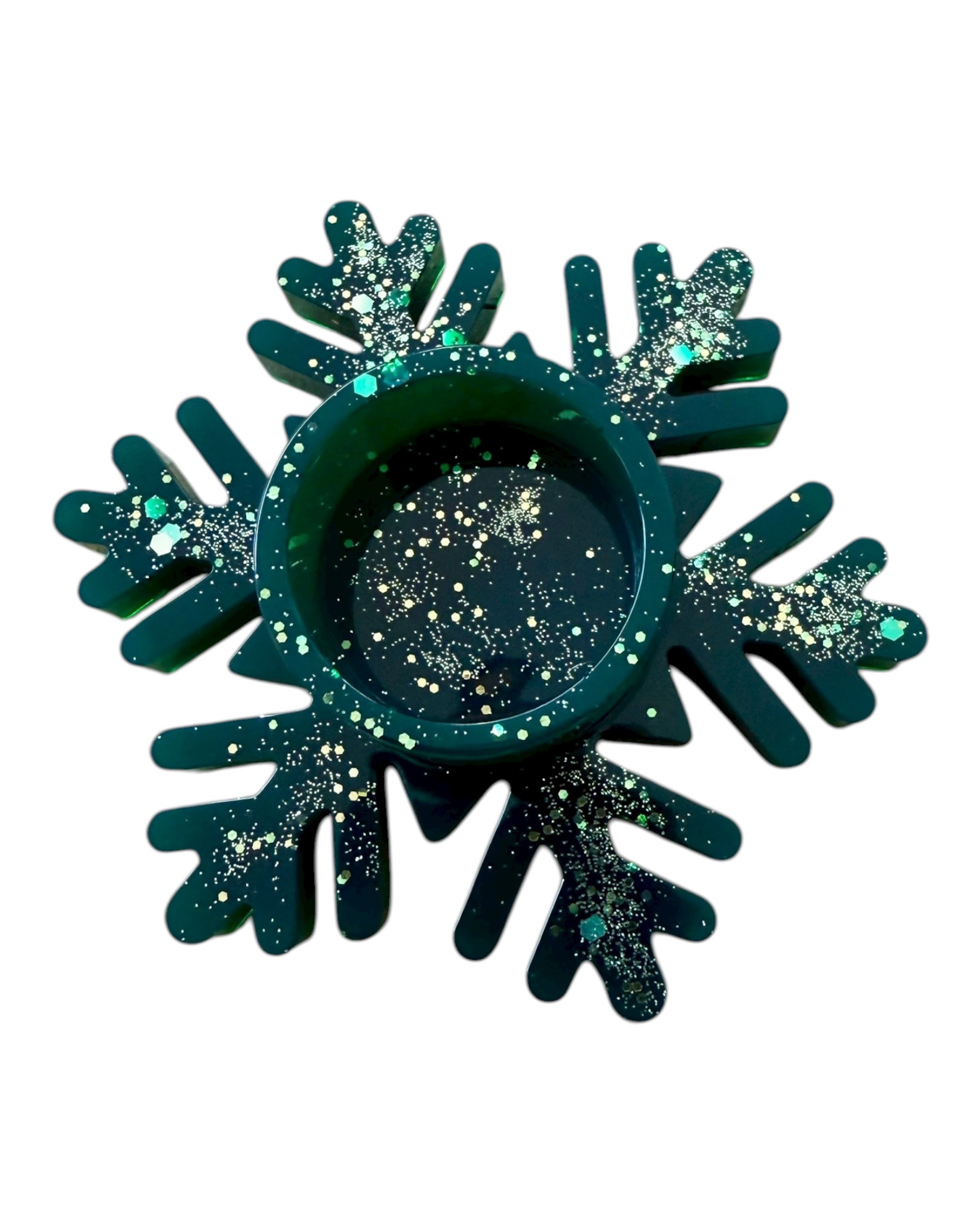 Bougeoir en forme de flocon Floky, élégant et scintillant, idéal pour la déco de Noël. Lolie'z