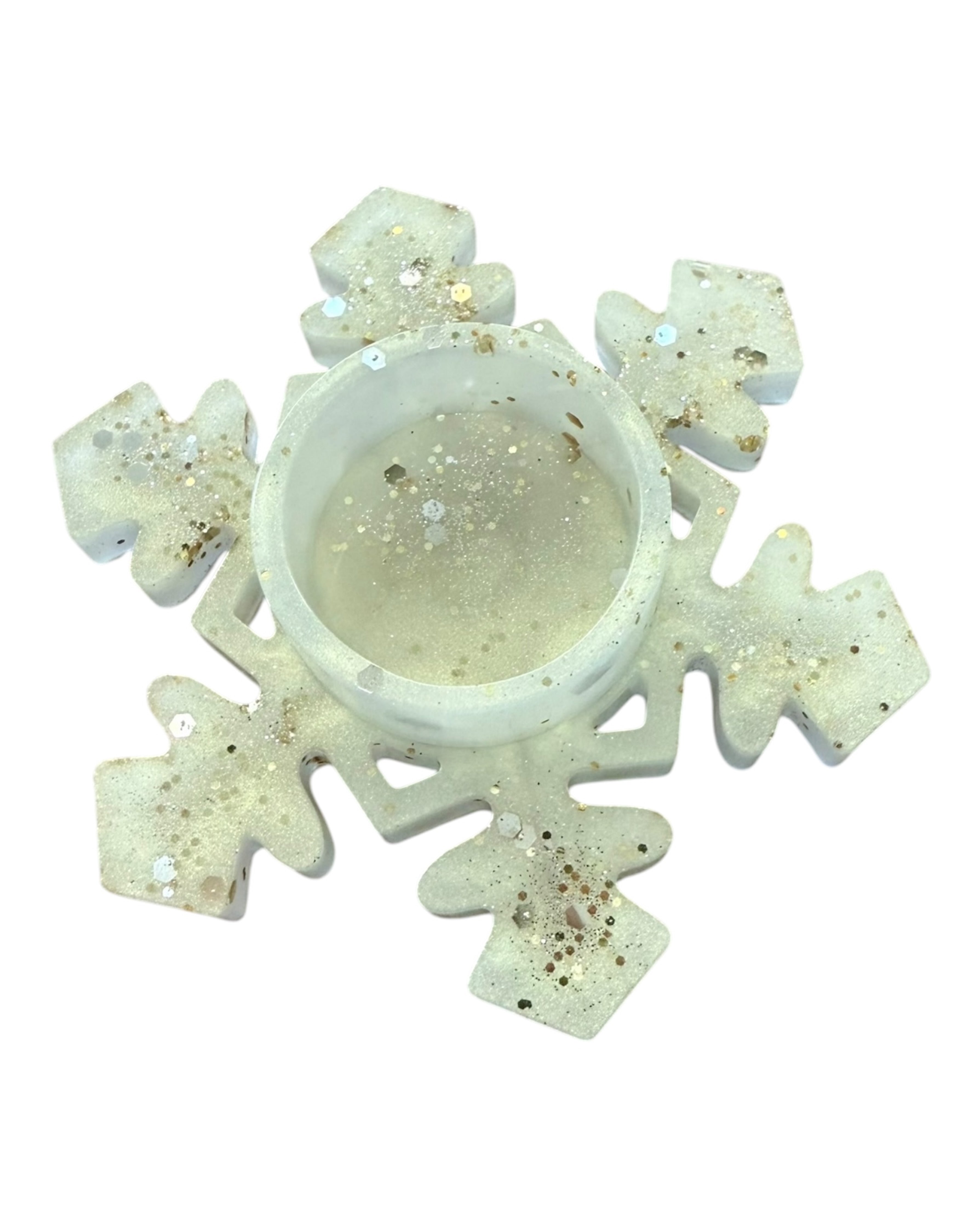 Bougeoir flocon Snowy,  parfait pour les fêtes de Noël. Lolie'z Résine Epoxy
