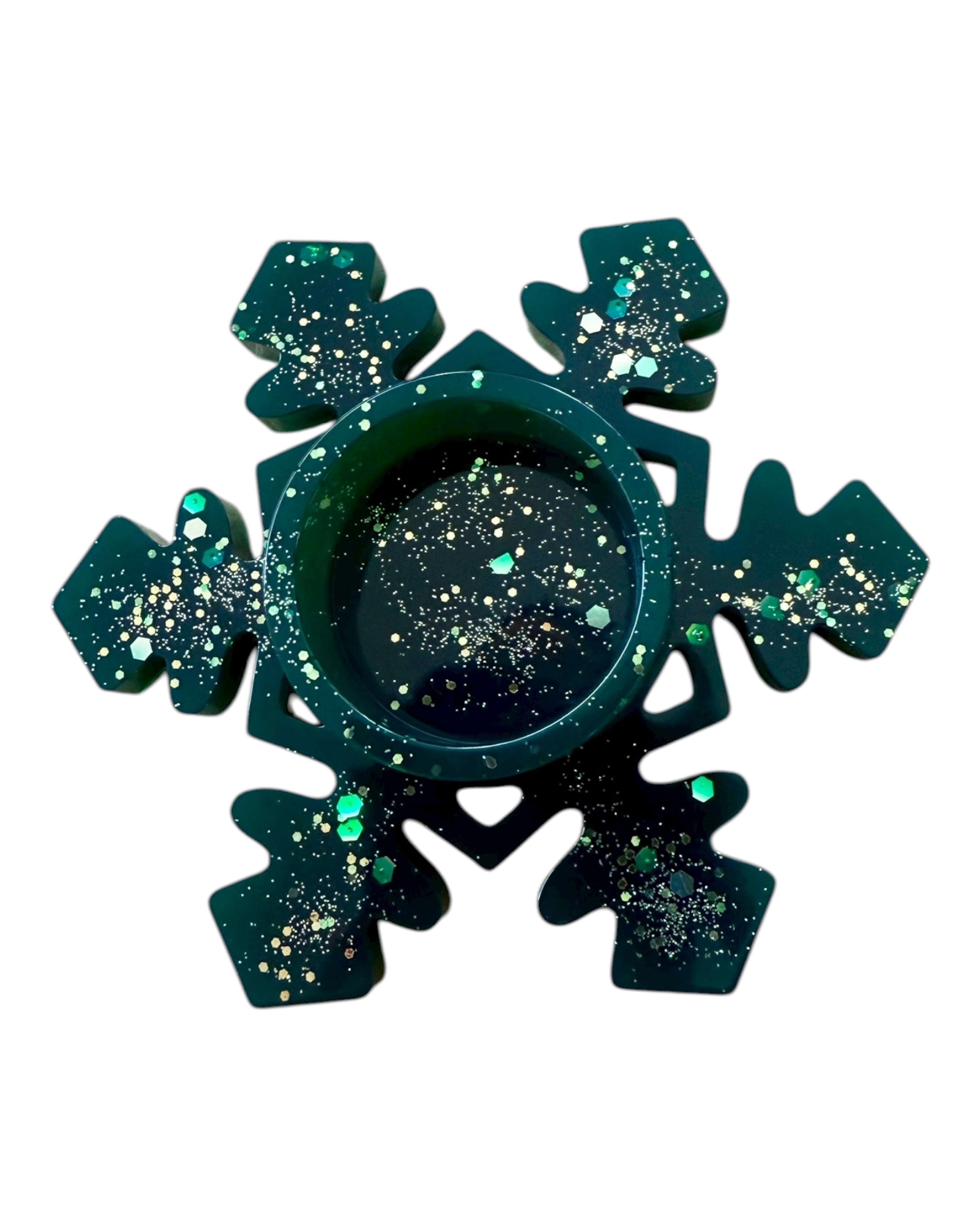 Bougeoir flocon Snowy,  parfait pour les fêtes de Noël. Lolie'z Résine Epoxy