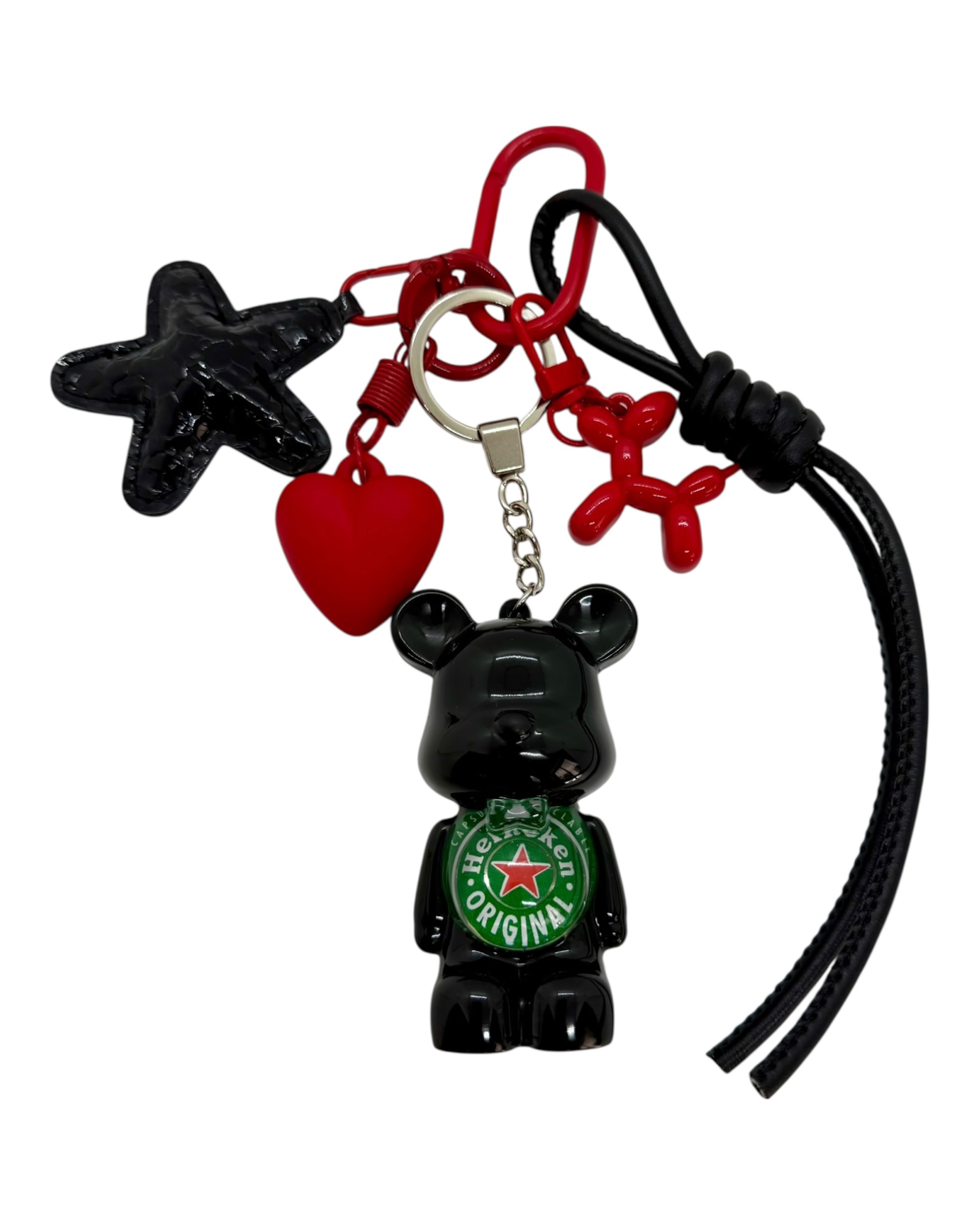 Grigri de sac Teddy’z Cheers Buddy en résine époxy avec capsule Heineken et goodies fun, bijou unique et original. Lolie'z