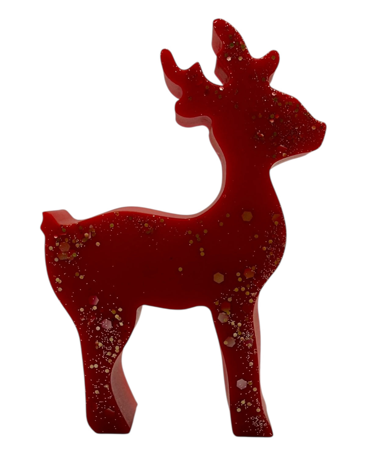 Comet the reindeer en résine époxy rouge glitter, décoration de Noël pailletée Lolie'z