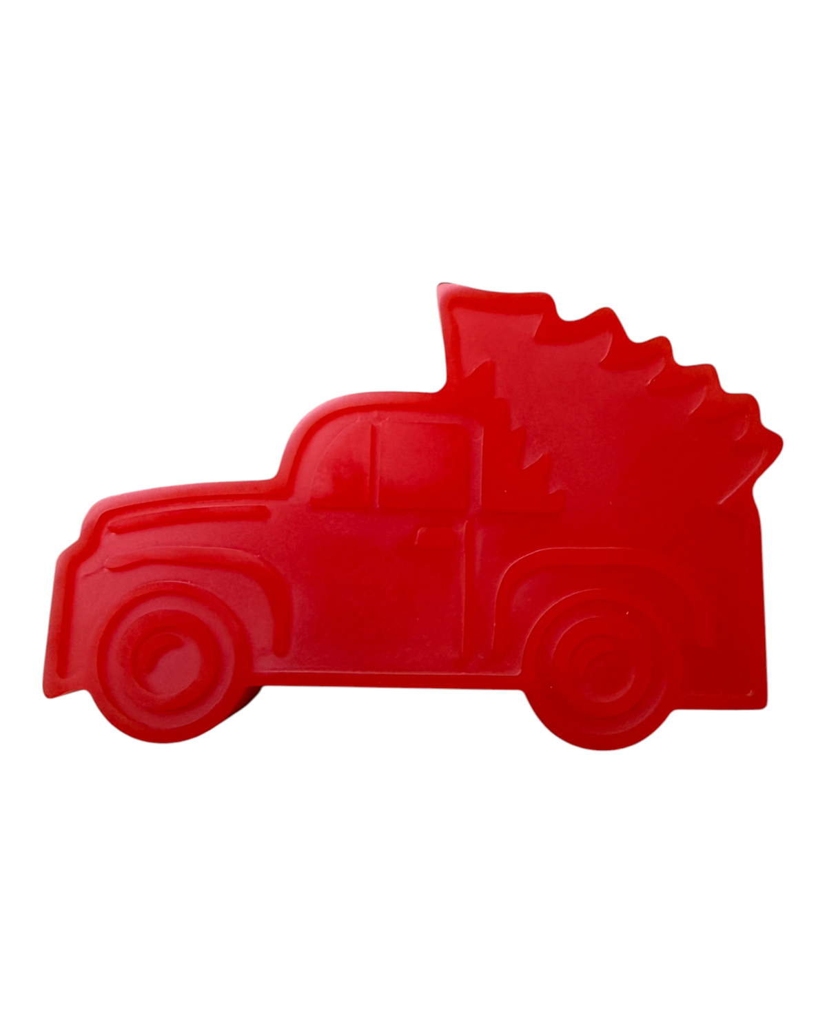 Santa’s Pickup, création artisanale en résine époxy inspirée des traditionnels pickups de Noël avec sapin.
