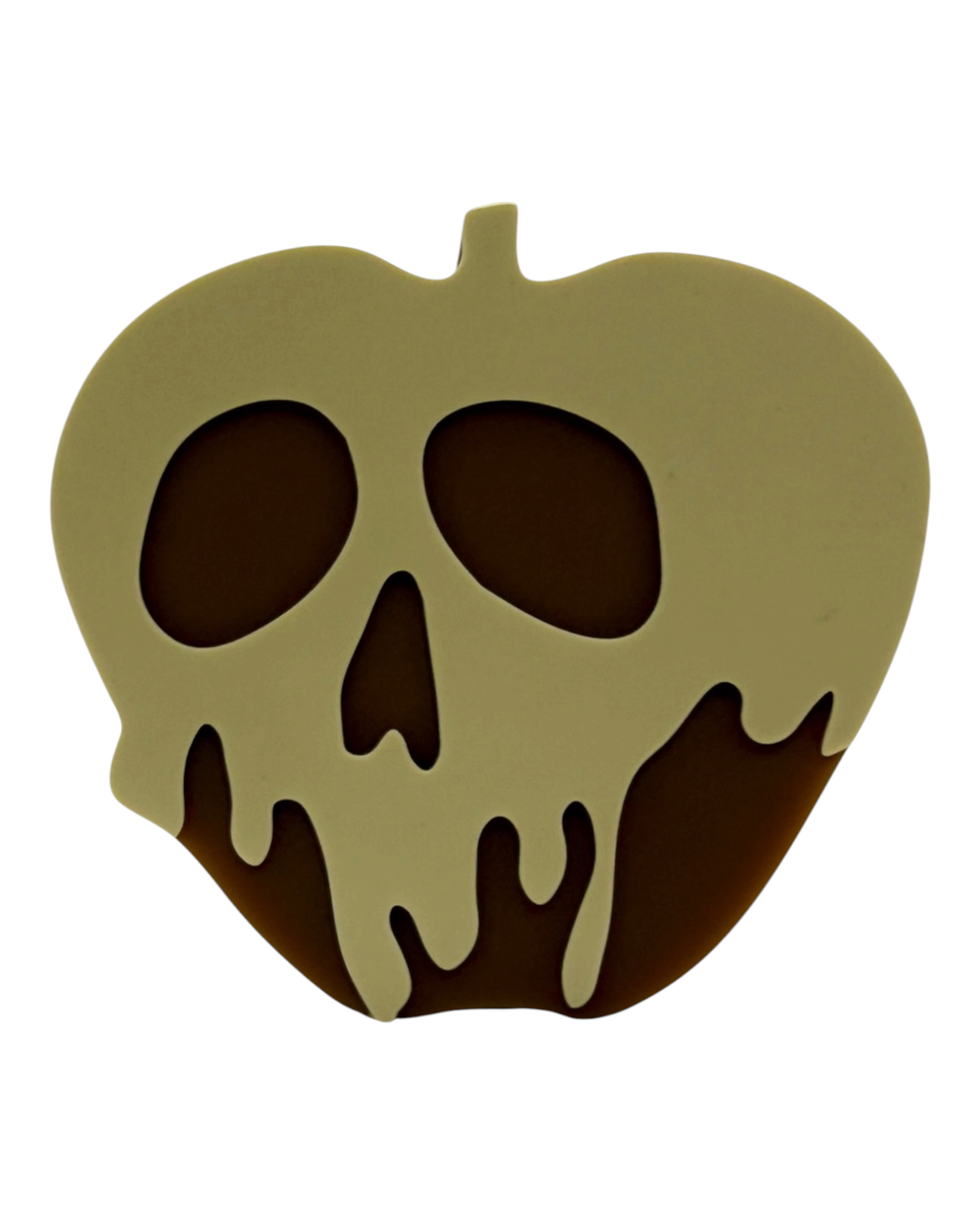 Décoration Pomme Empoisonnée en résine époxy représentant une pomme avec une tête de mort spooky