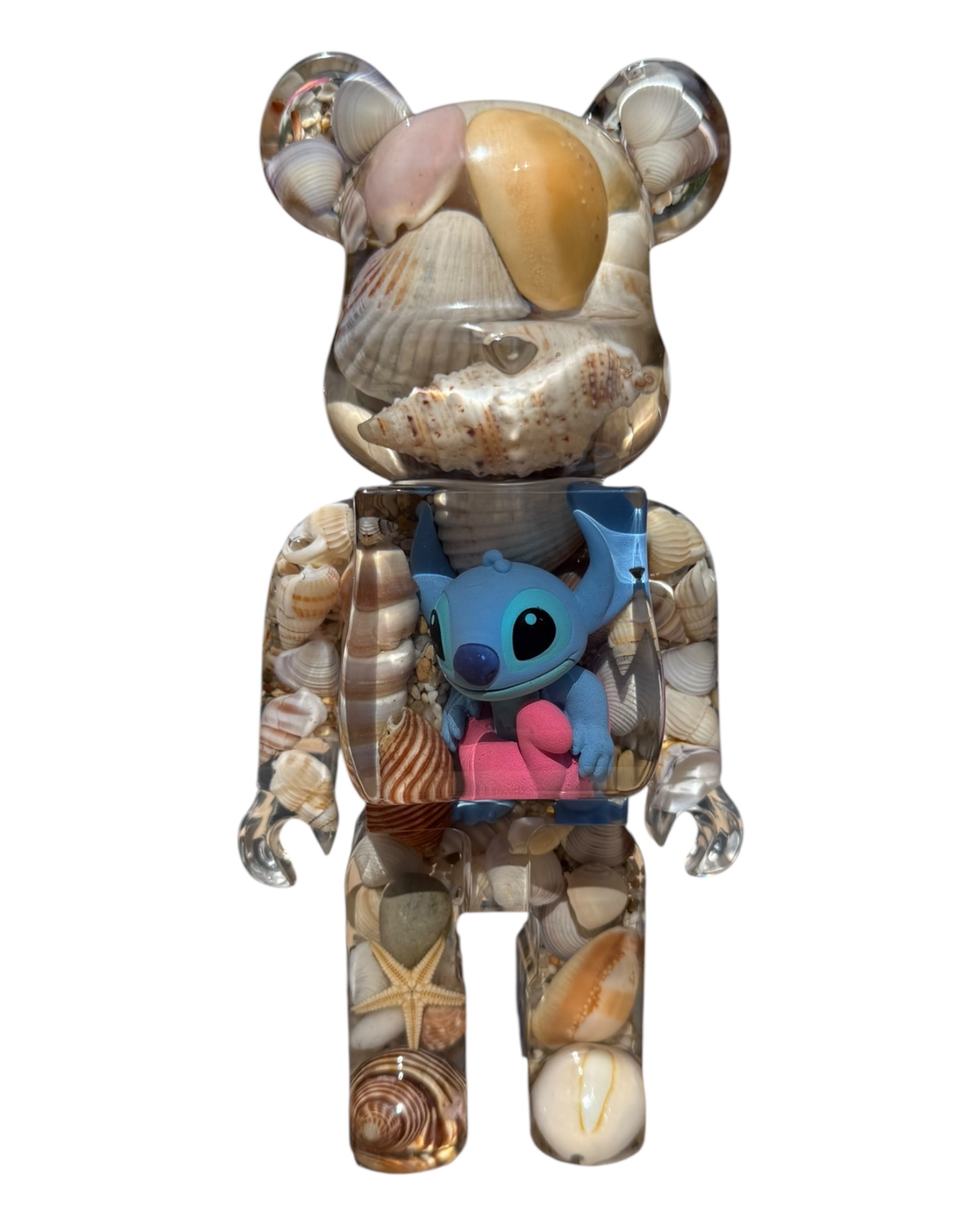 Giant Ted aloha ourson en résine avec coquillages, ambiance tropicale et esprit famille.