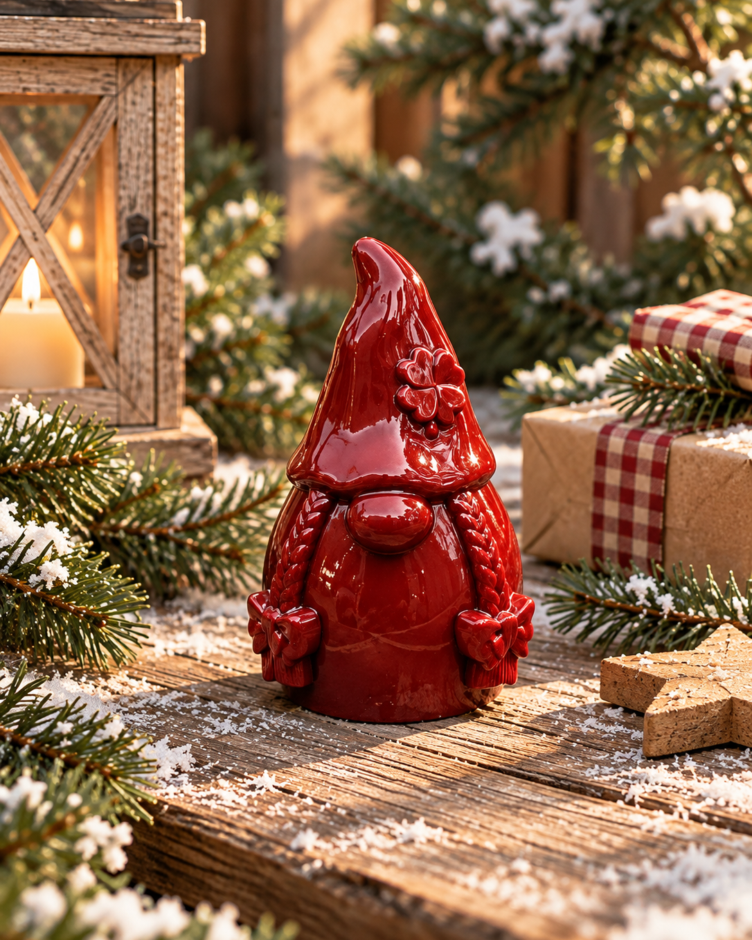 Barnaby gnome de Noël rouge en résine époxy fait main avec petits cadeaux