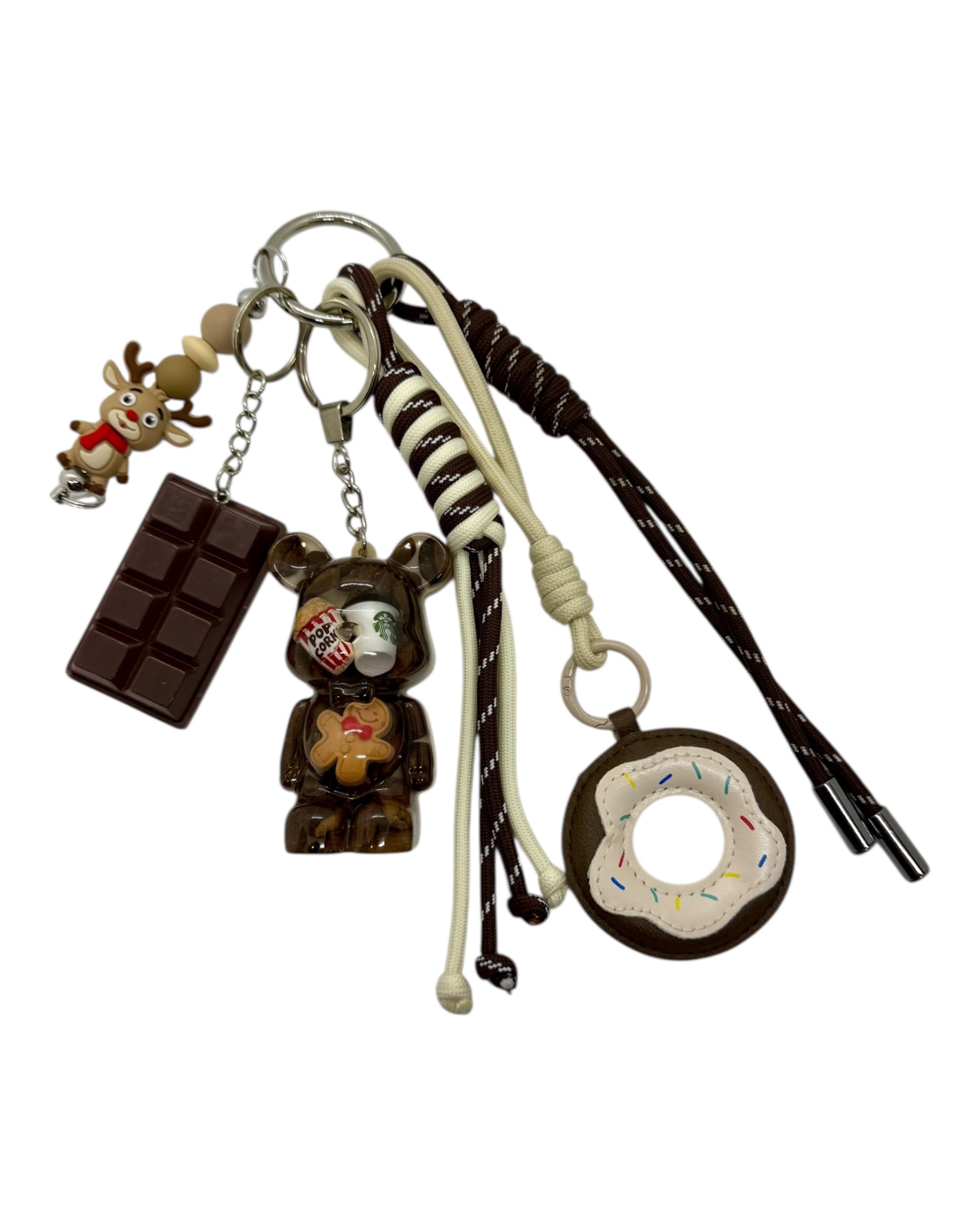Grigri de sac Xmas Choco Mood, création artisanale gourmande aux tons chocolat et beige. Lolie'z