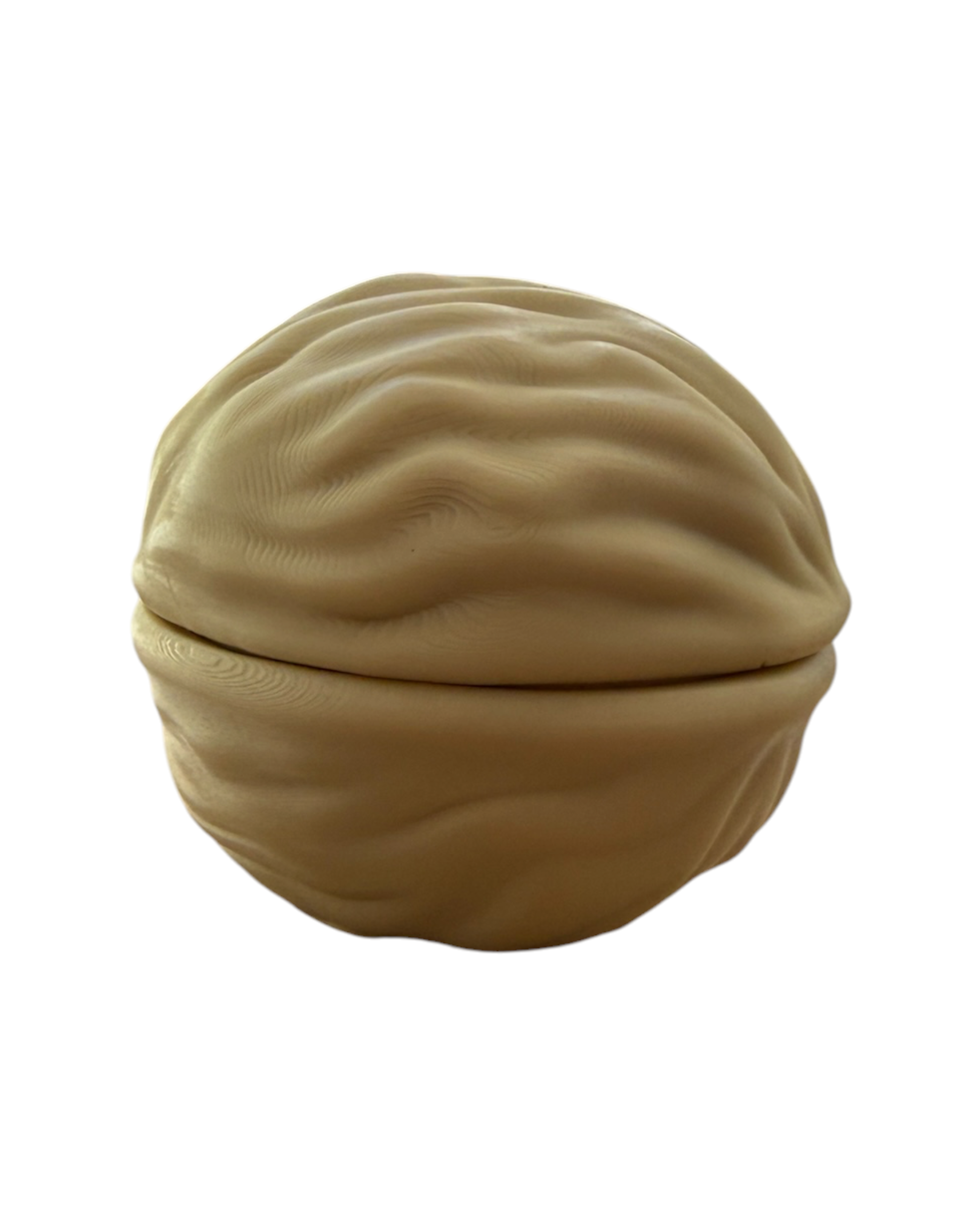 Little Walnut beige Lolie’z, boîte artisanale en résine époxy en forme de noix, idéale pour conserver les premières dents de lait ou de petits bijoux.
