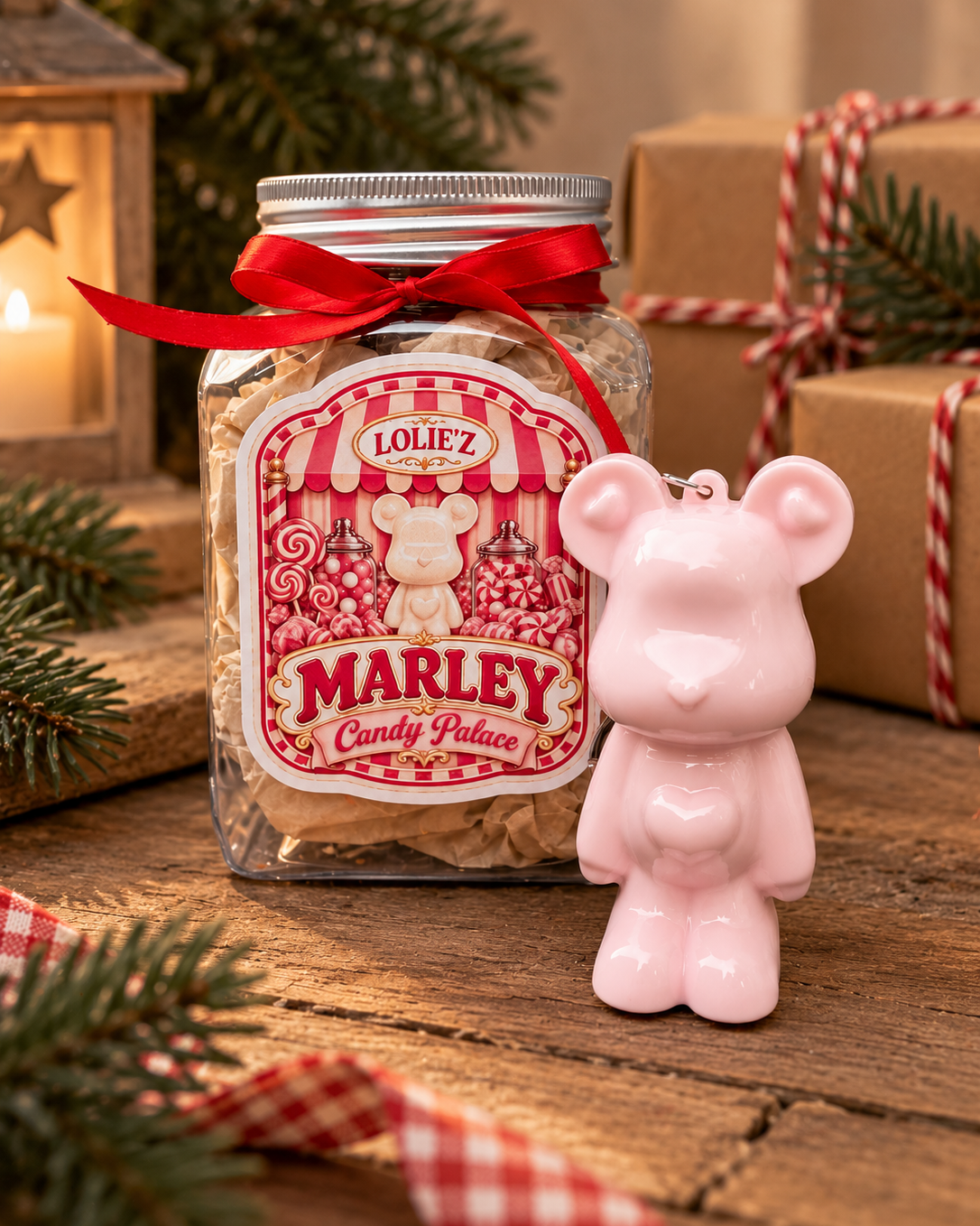 Porte-clés Marley Bubble Gum en résine époxy présenté dans son pot de confiserie collector pour l’édition limitée de Noël.