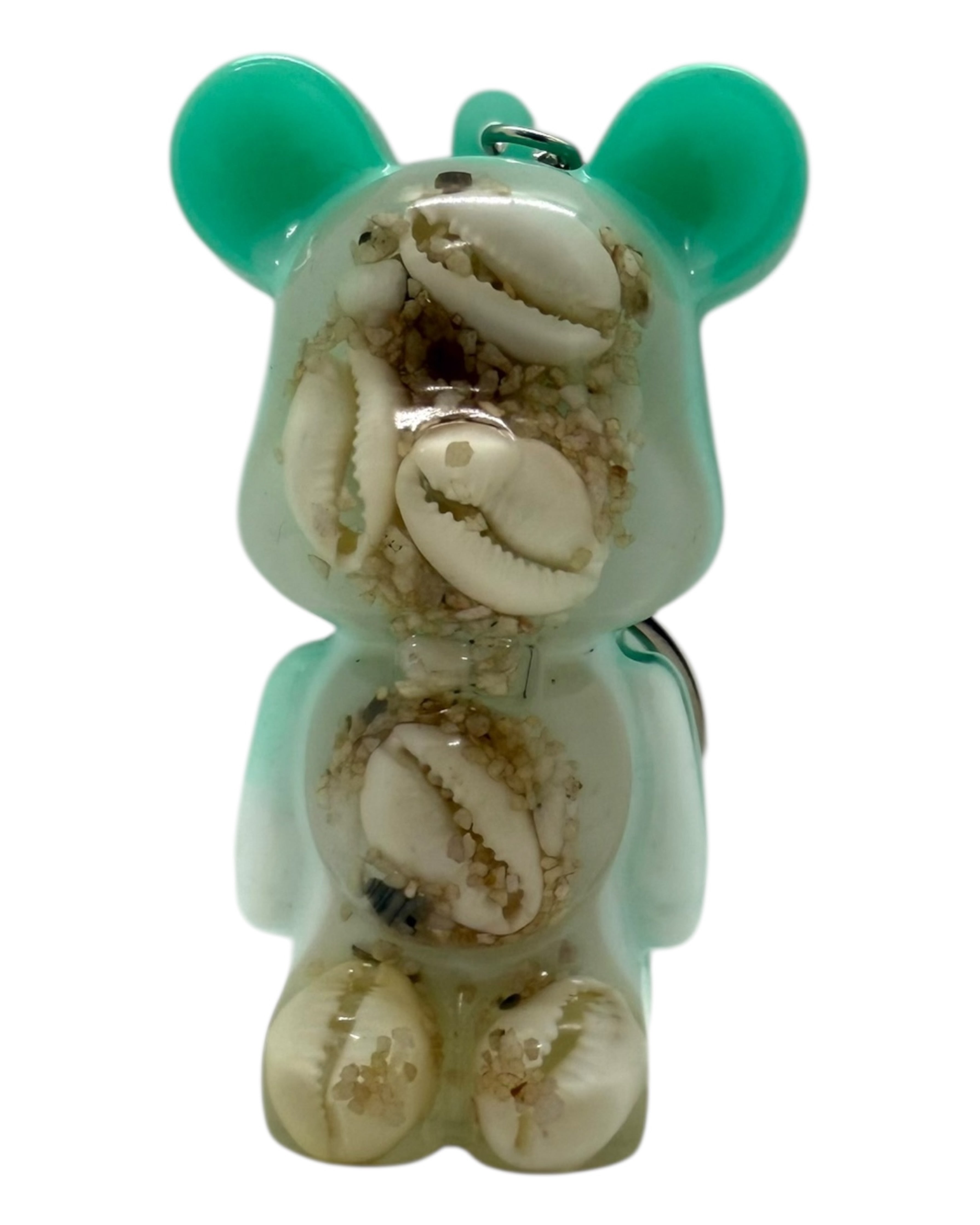 Porte-clé Teddy’z Aloha en résine époxy bleu lagon et blanc, design tropical unique fait main.

